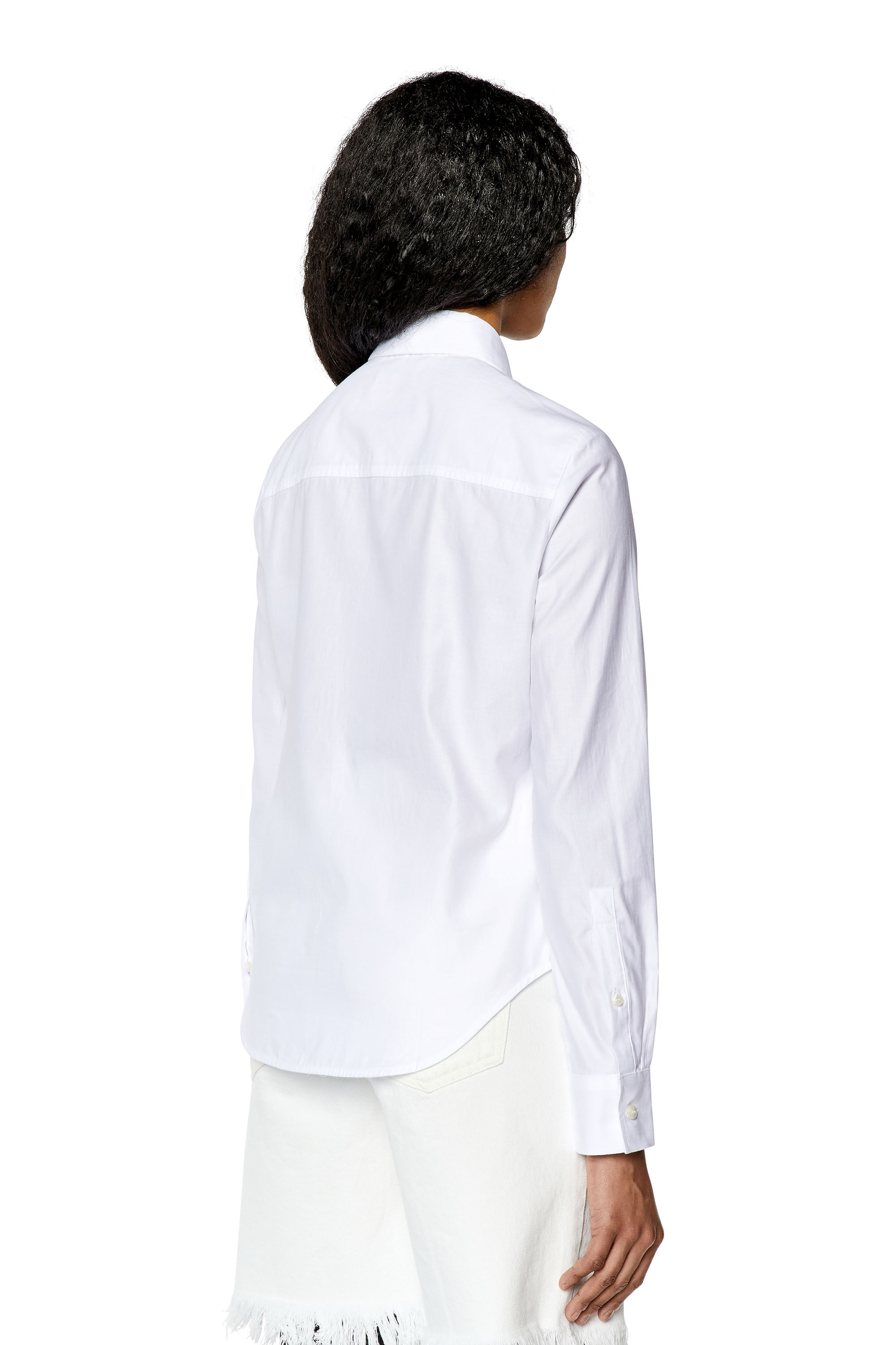 Diesel - C-GIS, Woman's Poplin shirt with tonal D embroidery in White - 5