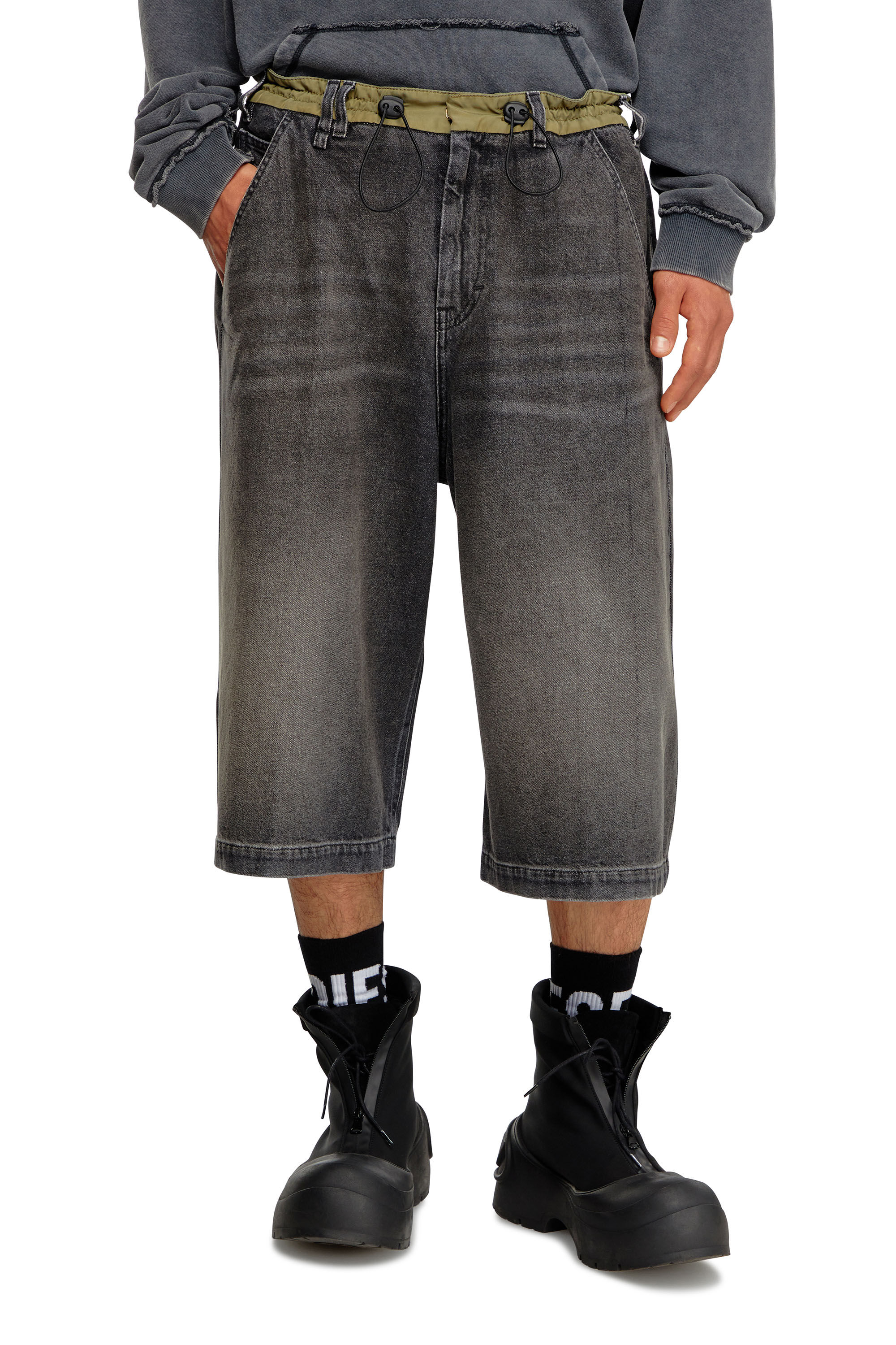 Diesel - D-ANDRE-SHORT-S, Man's Loose bermuda shorts in denim and nylon in Black - 3