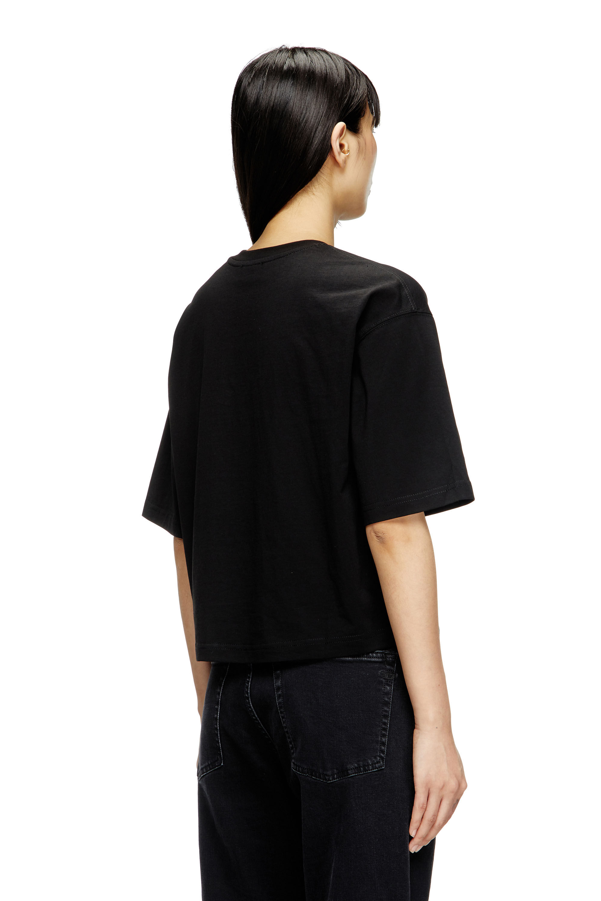 Women's Boxy T-shirt with embroidered D | Black | Diesel