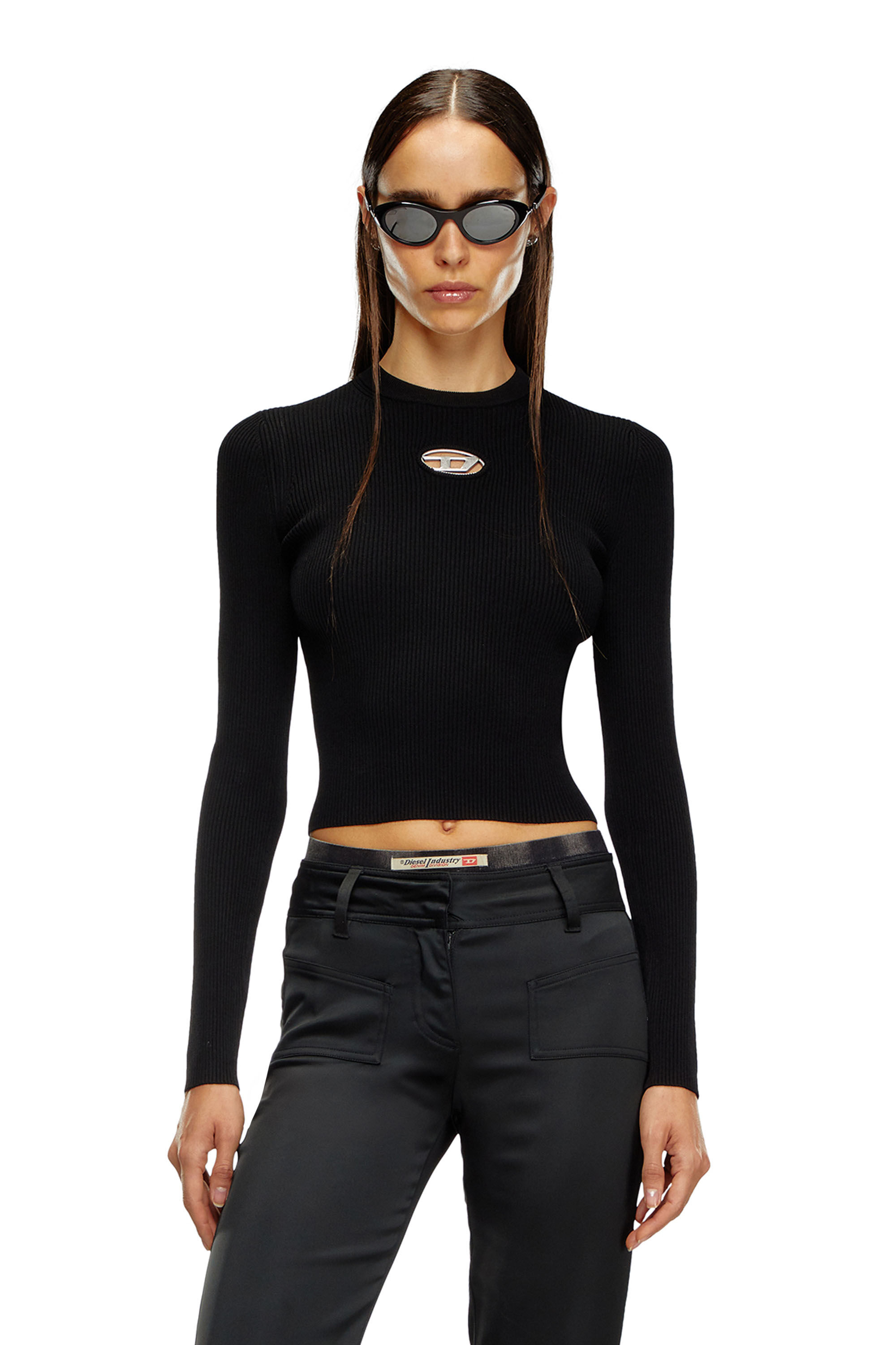 DIESEL M Valary ロゴ プレート リブニット トップ