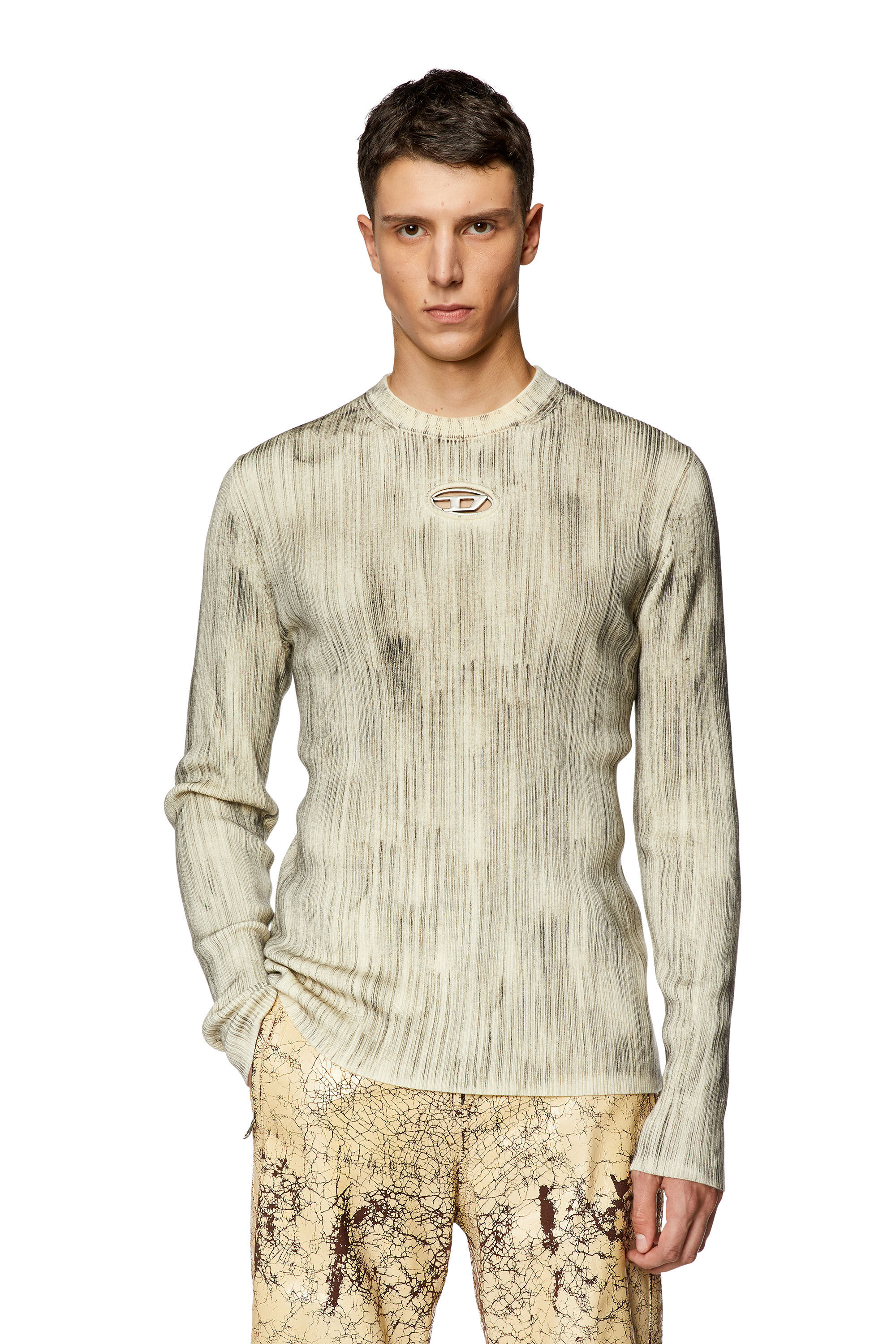 人気ブランド新作豊富 Men's Ribbed Diesel | Grey | plaque D oval with jumper トップス