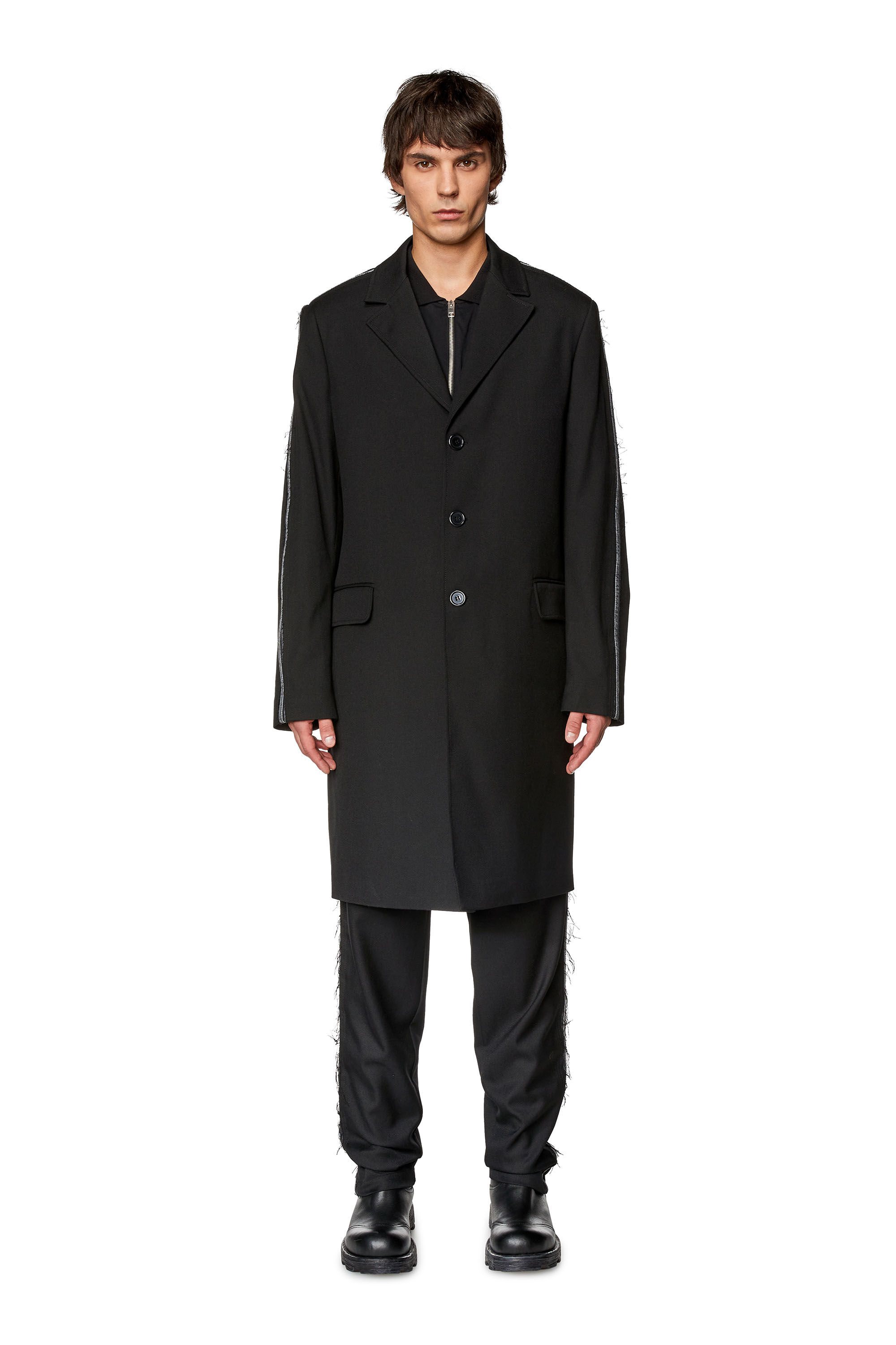 Diesel - W-HIVO, Chaqueta de lana fresca con inserciones de denim Hombre in Negro - 3
