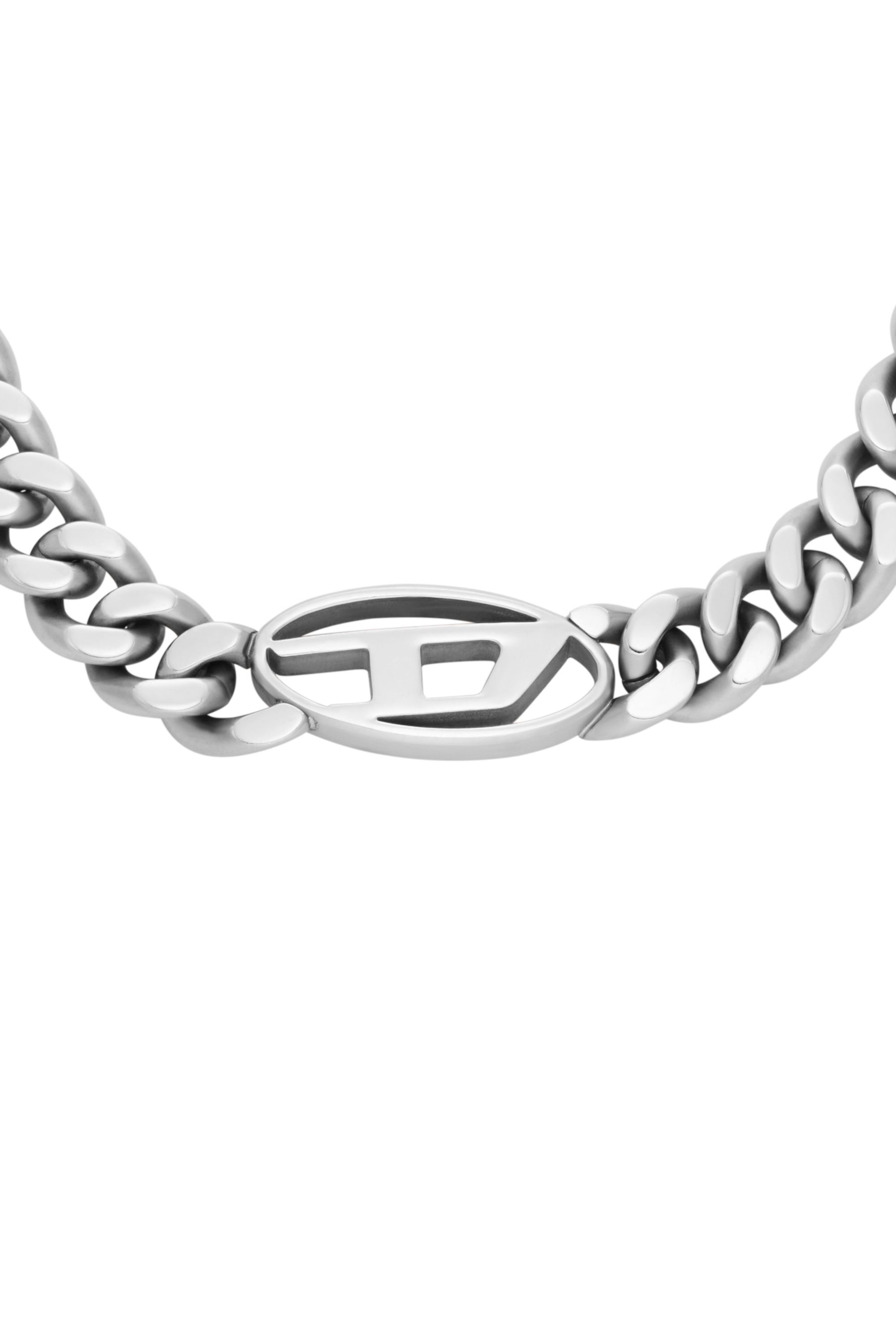 Men's Oval D Logo Choker Necklace | Silver | Diesel