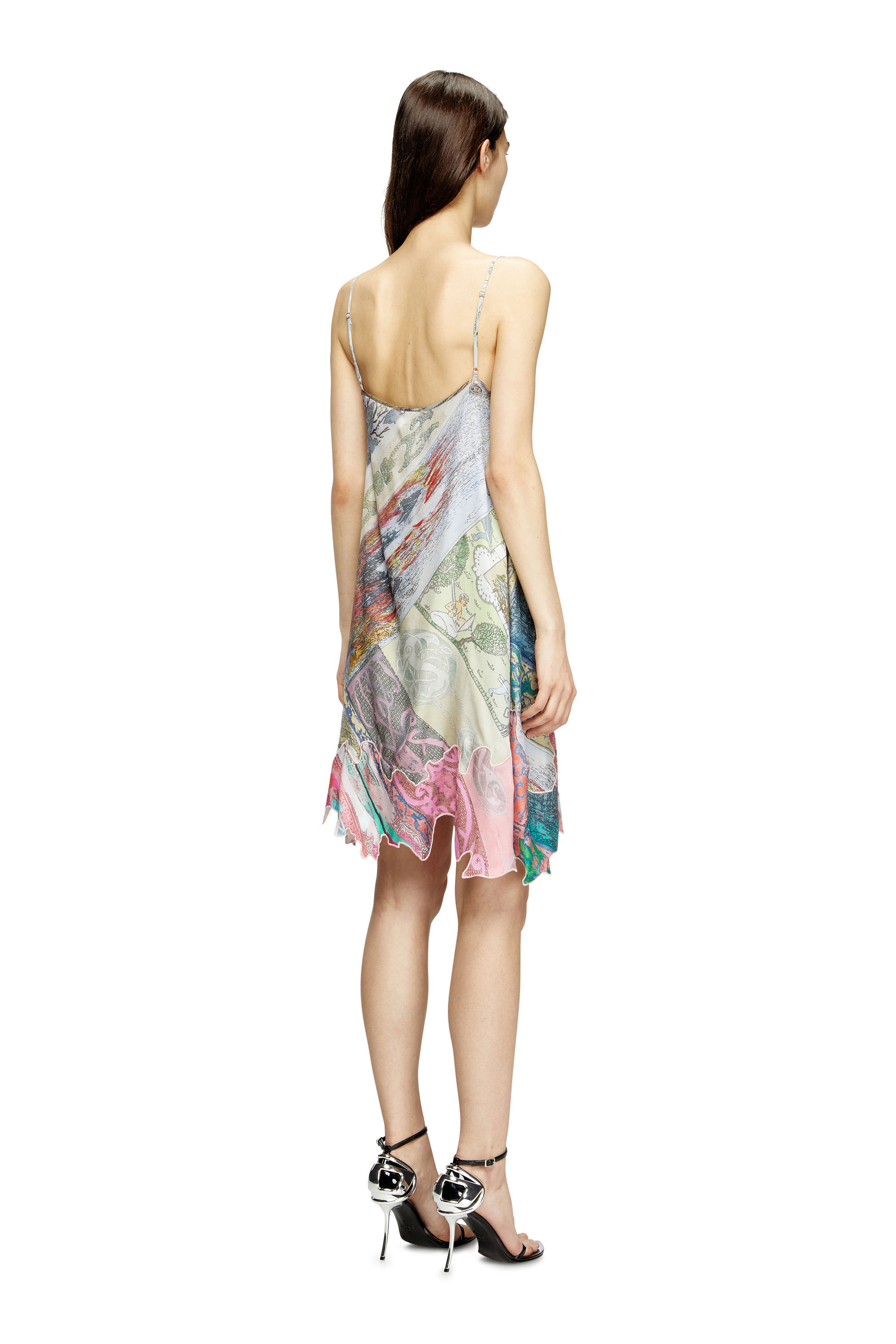 【Diesel】 D-Aria プリント ミディドレス Women's Viscose slip dress with Heraldic print | Multicolor