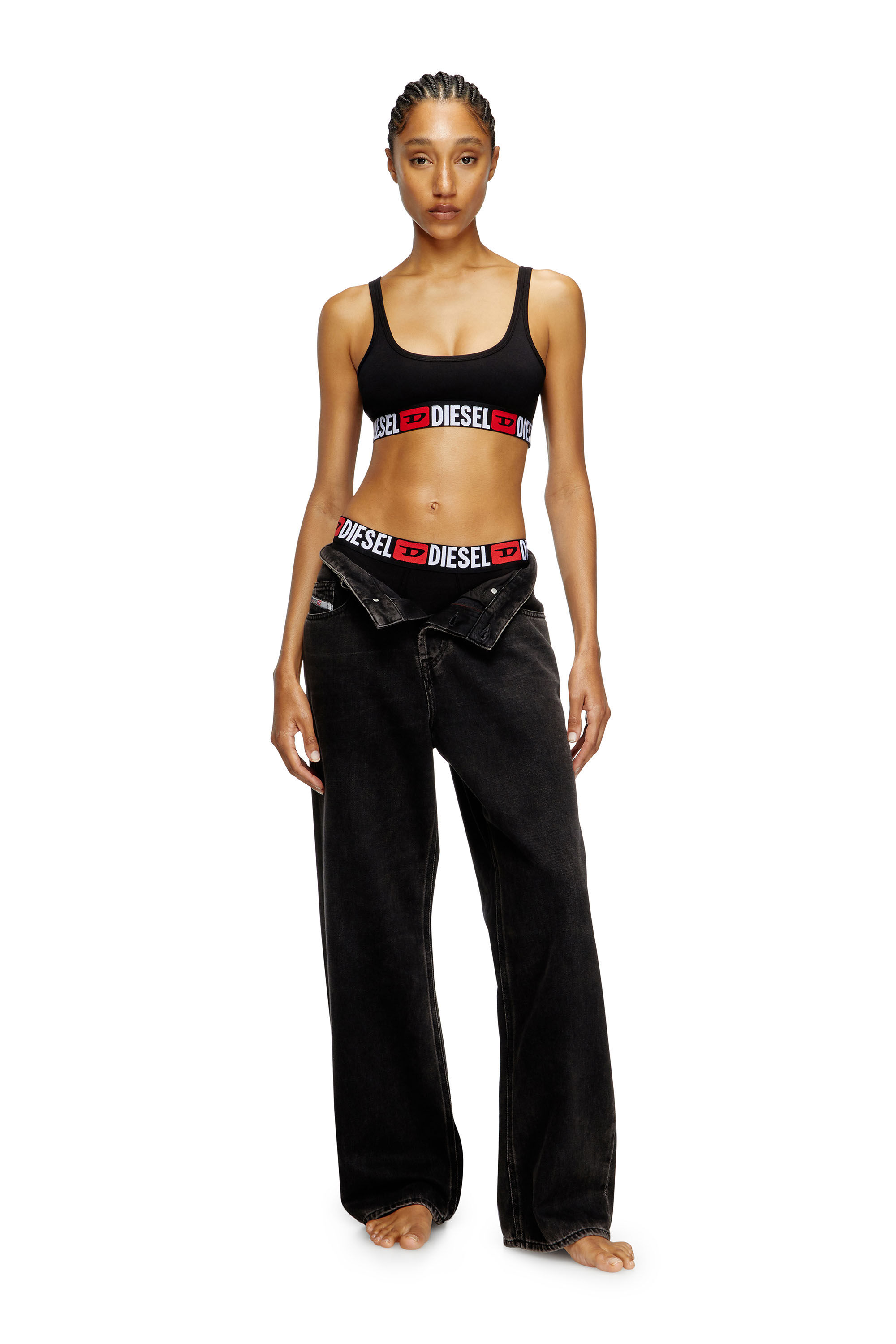 Diesel - UFSB-ORIBA, Bralette con banda con logotipo Mujer in Negro - 2