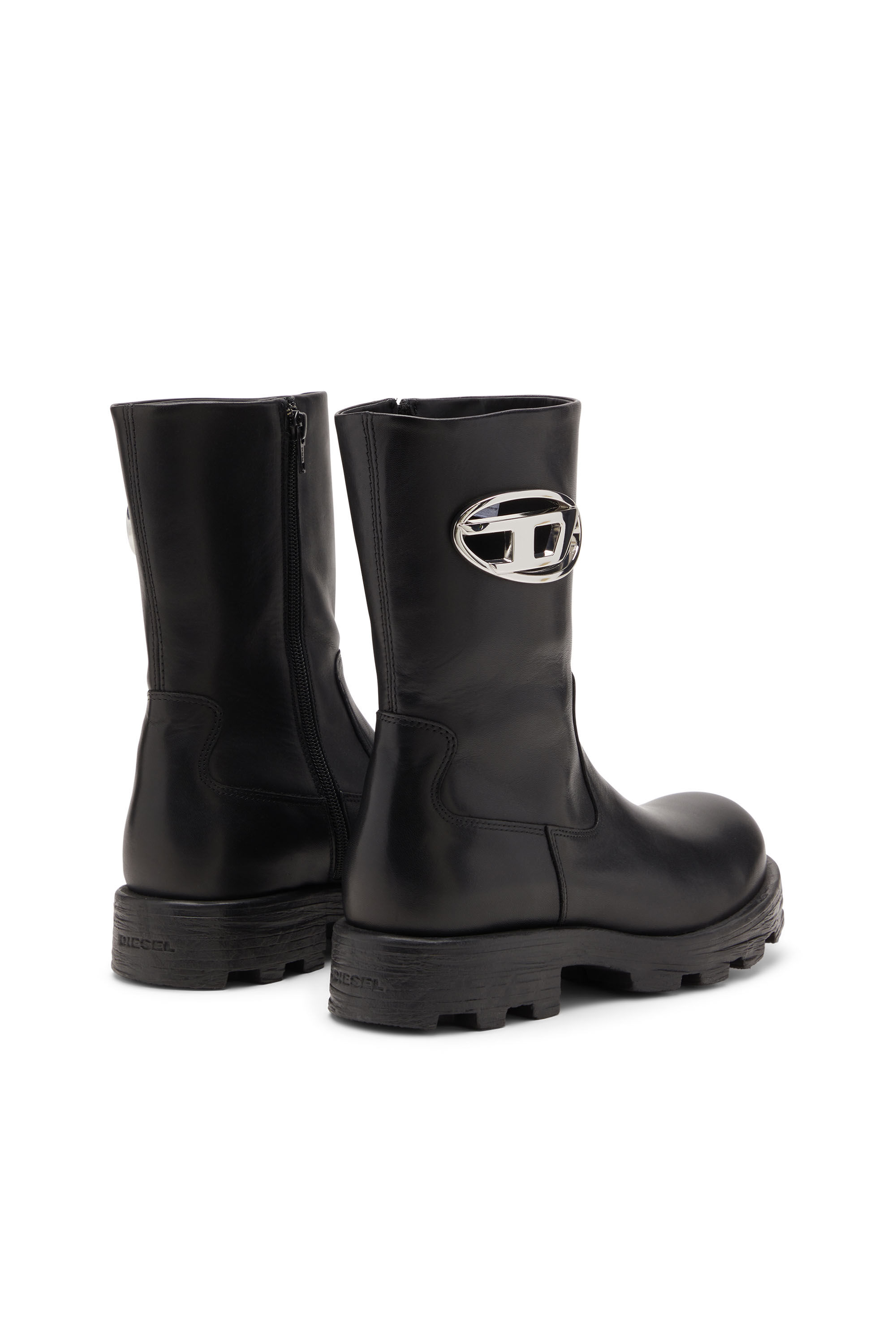 DIESEL ディーゼル D-HAMMER MB BOOTS ブーツ　グレー　黒 Women's D-Hammer-Biker boots in shiny leather | Black | Diesel