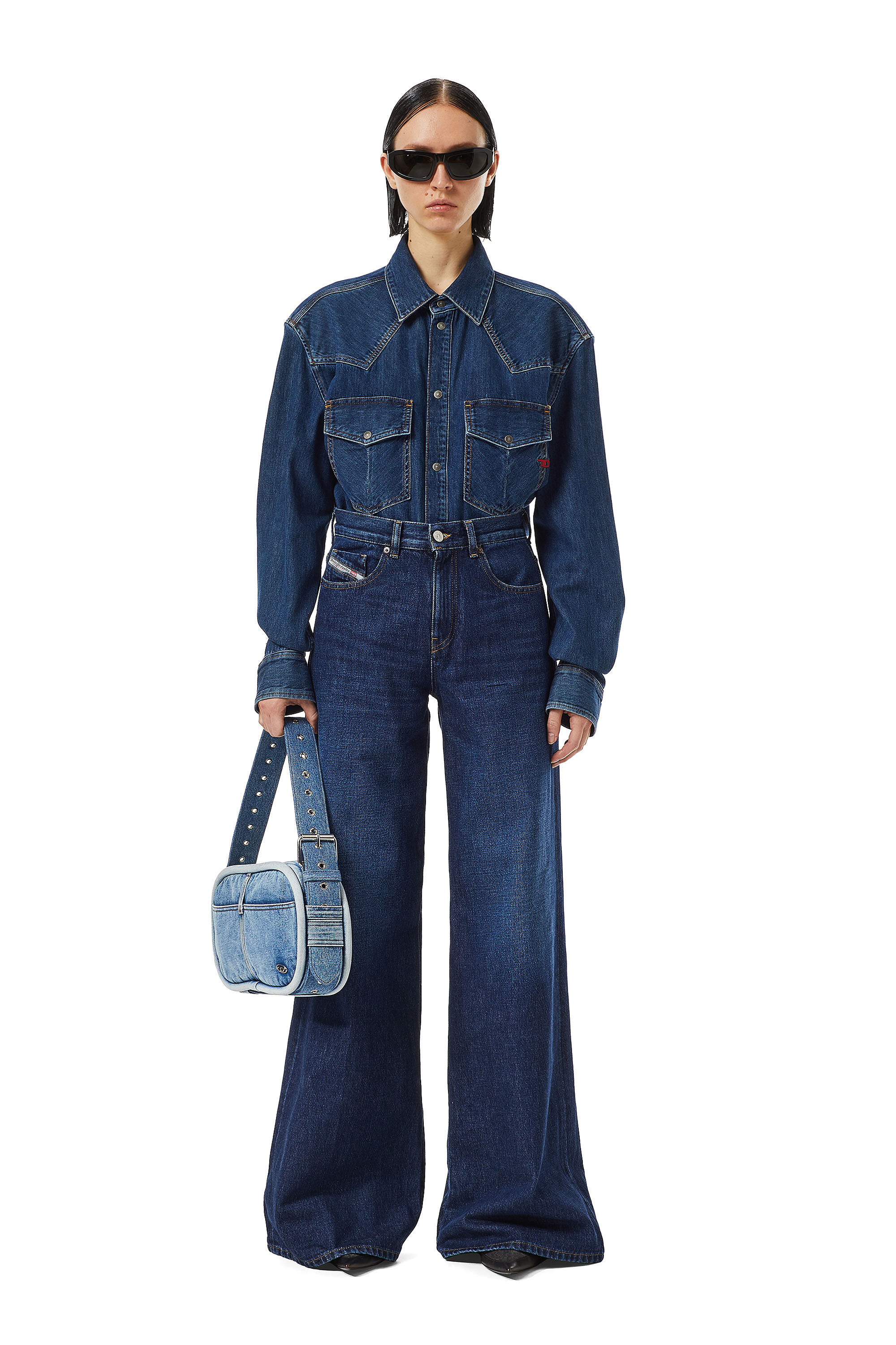 Diesel - 1978 09C03 Bootcut and Flare Jeans, Azul Oscuro - Image 1