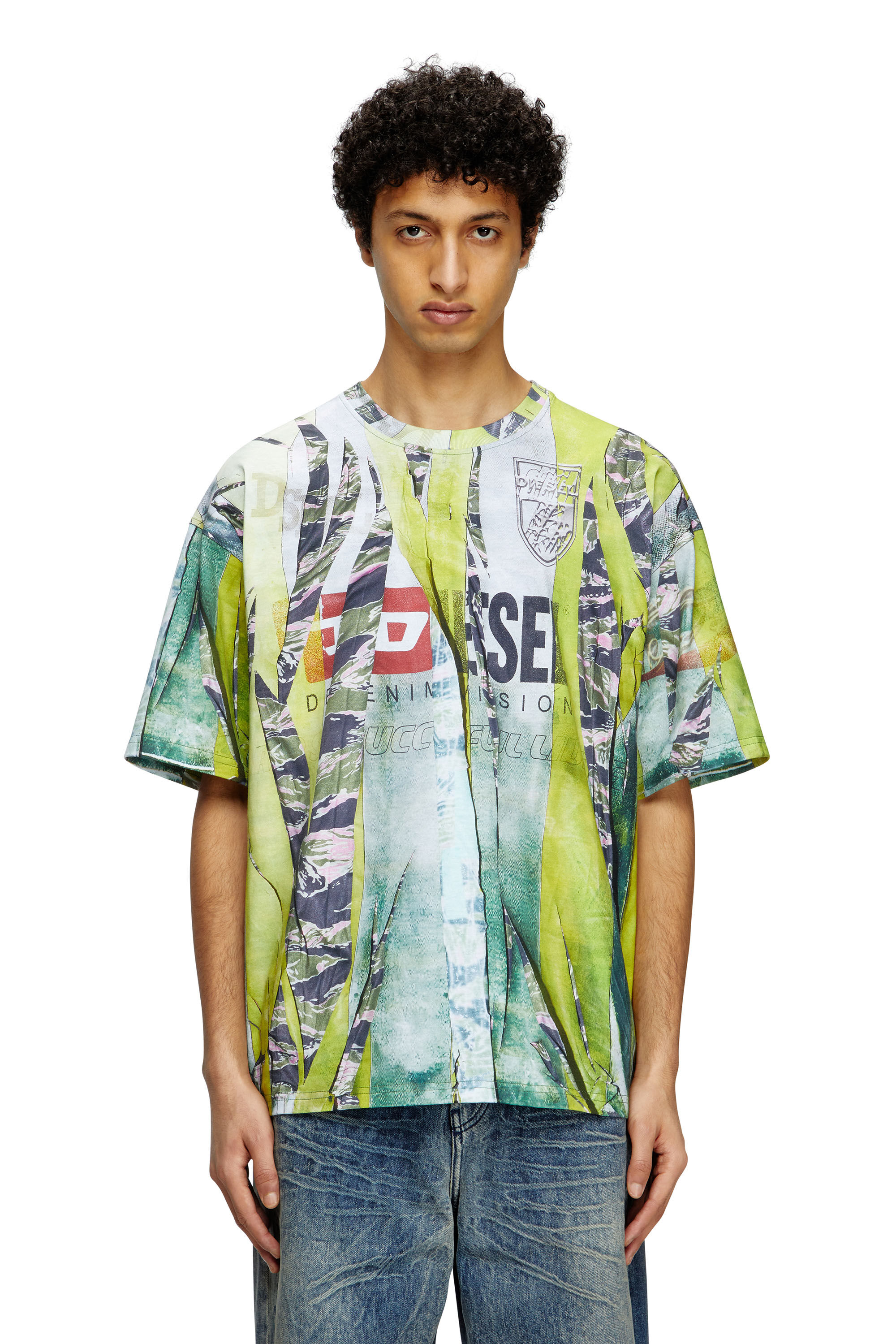 Diesel - T-BOXT-R13, Camiseta con estampado de trampantojo agrietado Hombre in Multicolor - 3