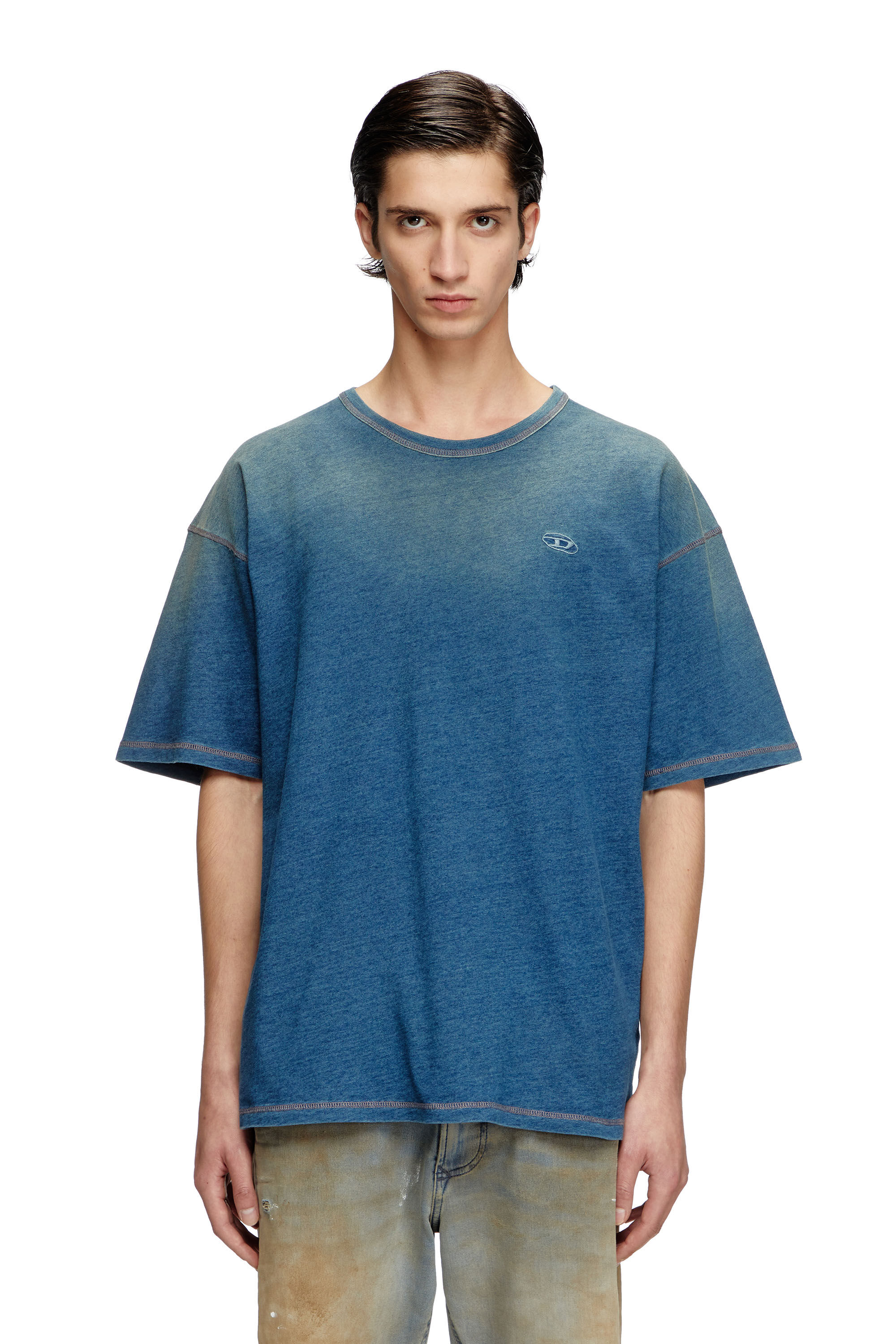 独特の上品 treatment sprayed with T-shirt Men's | Diesel | Blue トップス