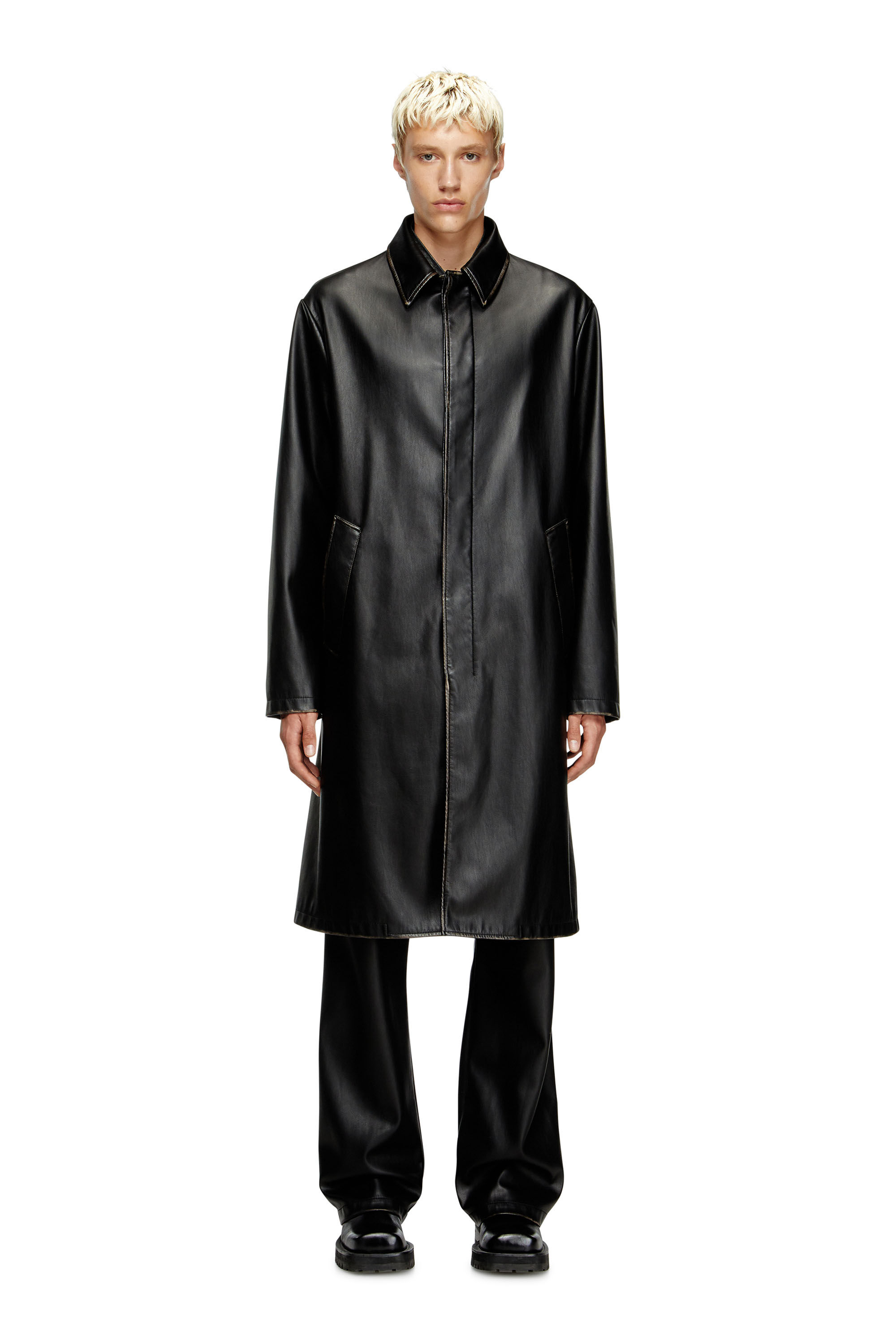 Diesel - J-RIVERS, Sobretodo desgastado con forro de franela Hombre in Negro - 3