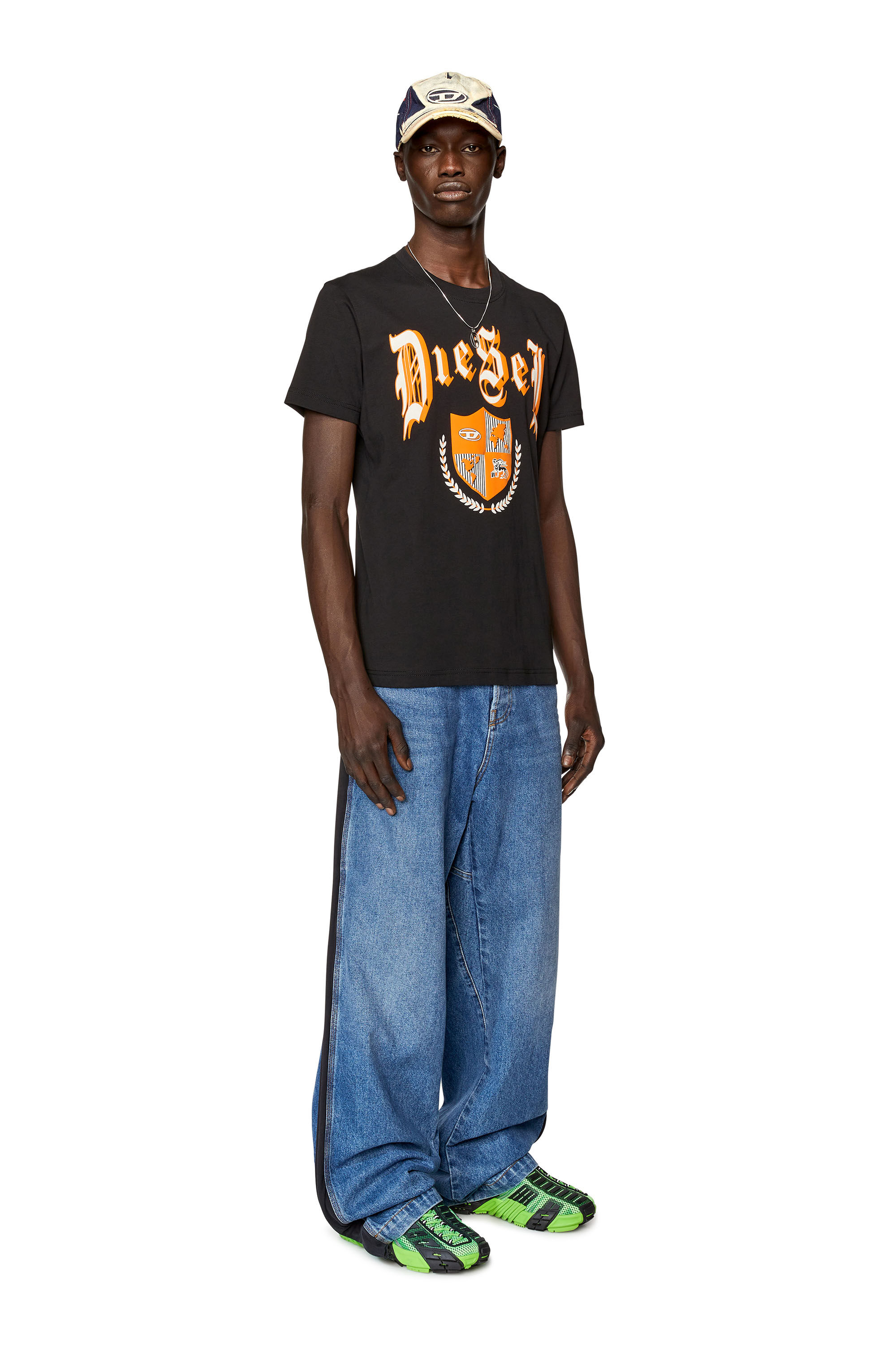 Diesel - T-DIEGOR-K62, Man's T-shirt with Diesel shield print in Black - 1