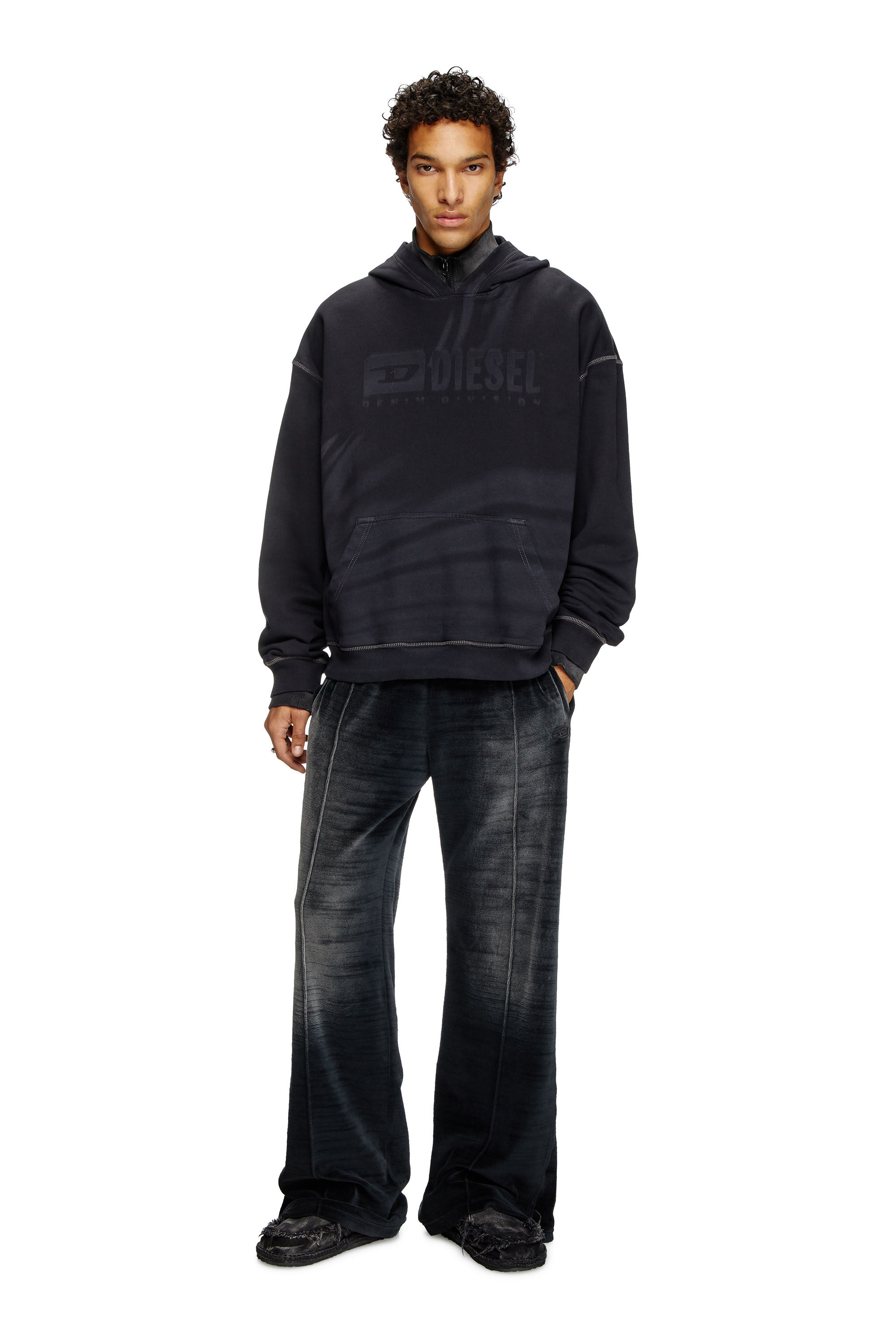 Men's Laser-faded logo hoodie | Black | Diesel