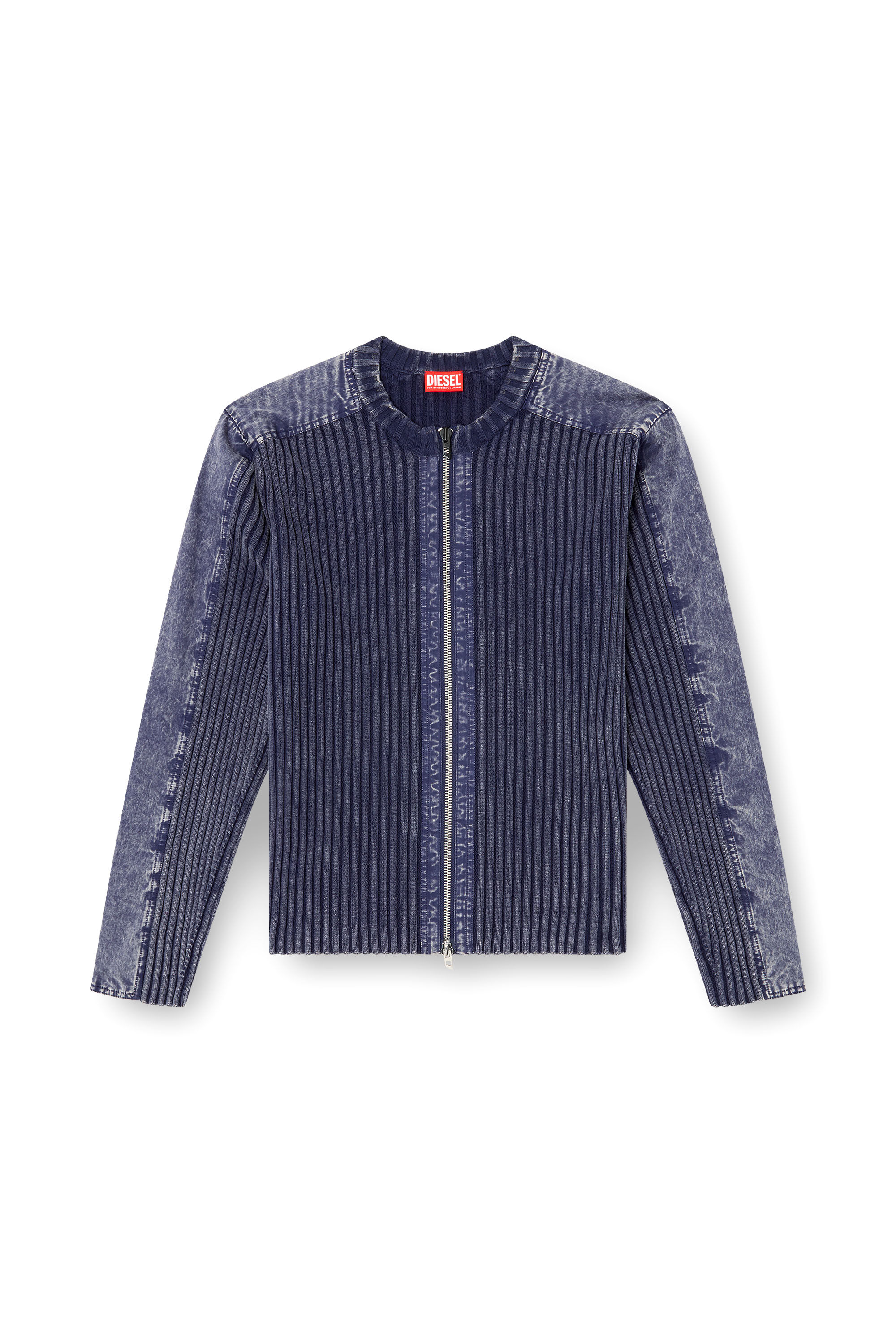Diesel - K-MATTY, Cárdigan con cremallera y bandas de denim en las mangas Hombre in ToBeDefined - 2