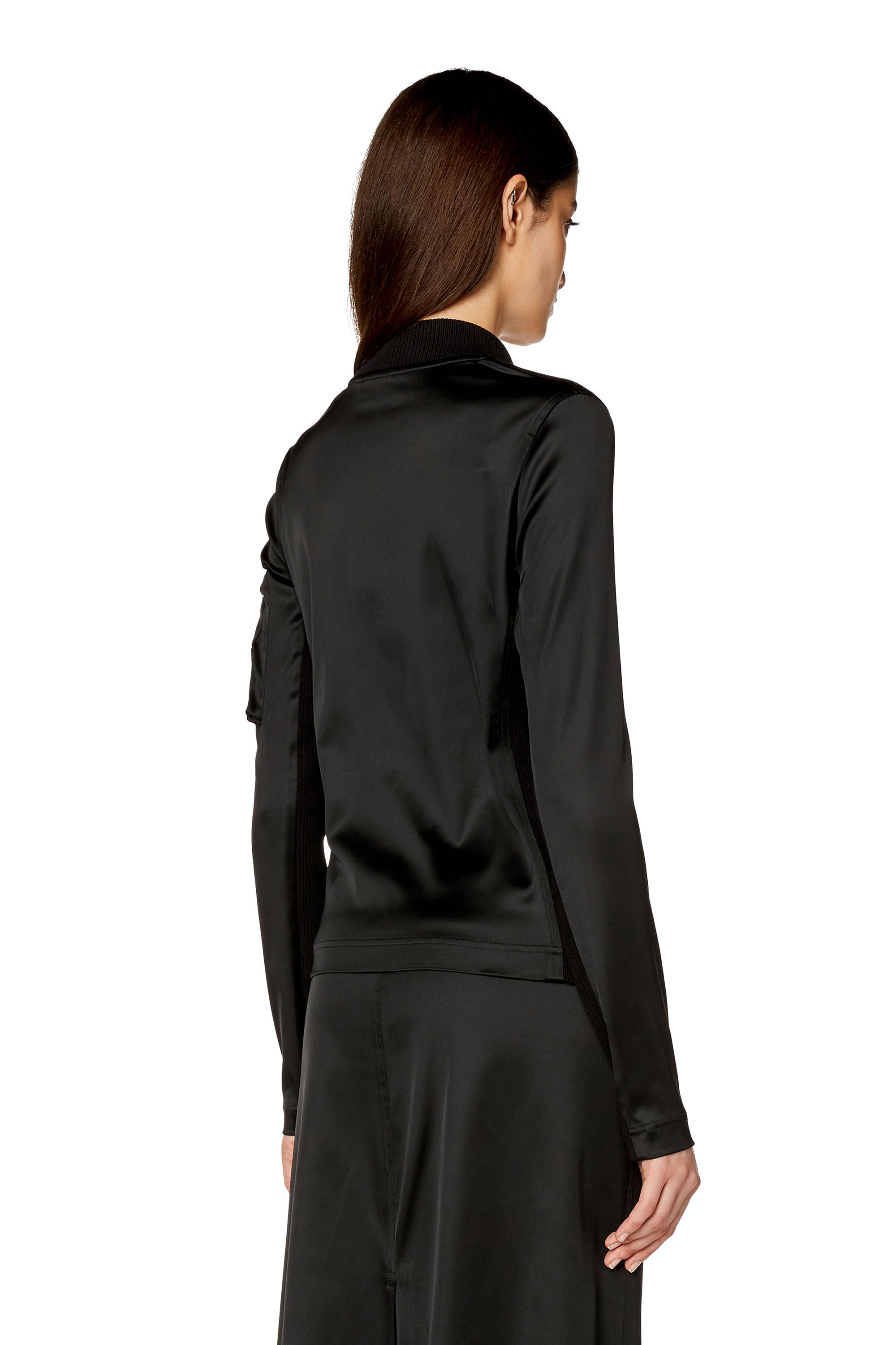 Diesel - T-OPUN, Chaqueta deportiva de satén elástico brillante Mujer in Negro - 4