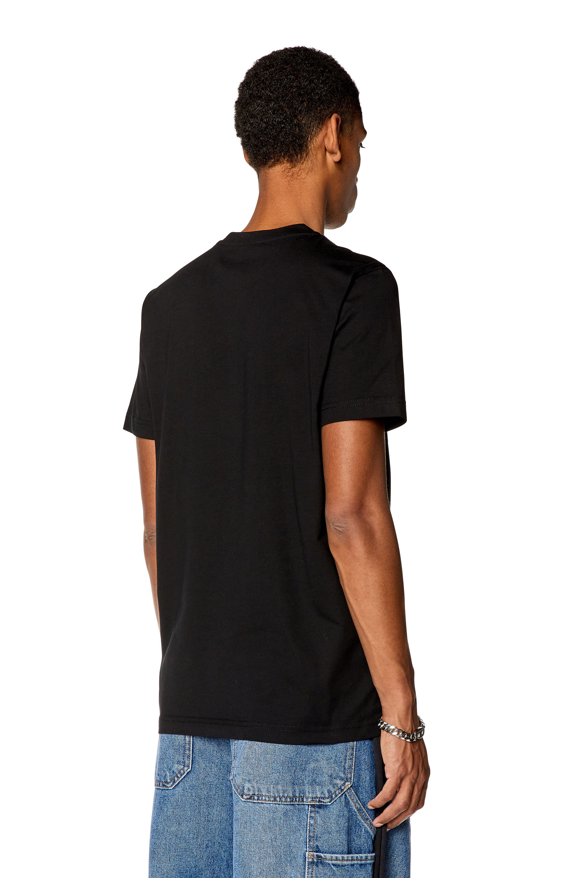 Men's T-shirt with globe oval D print | Black | Diesel