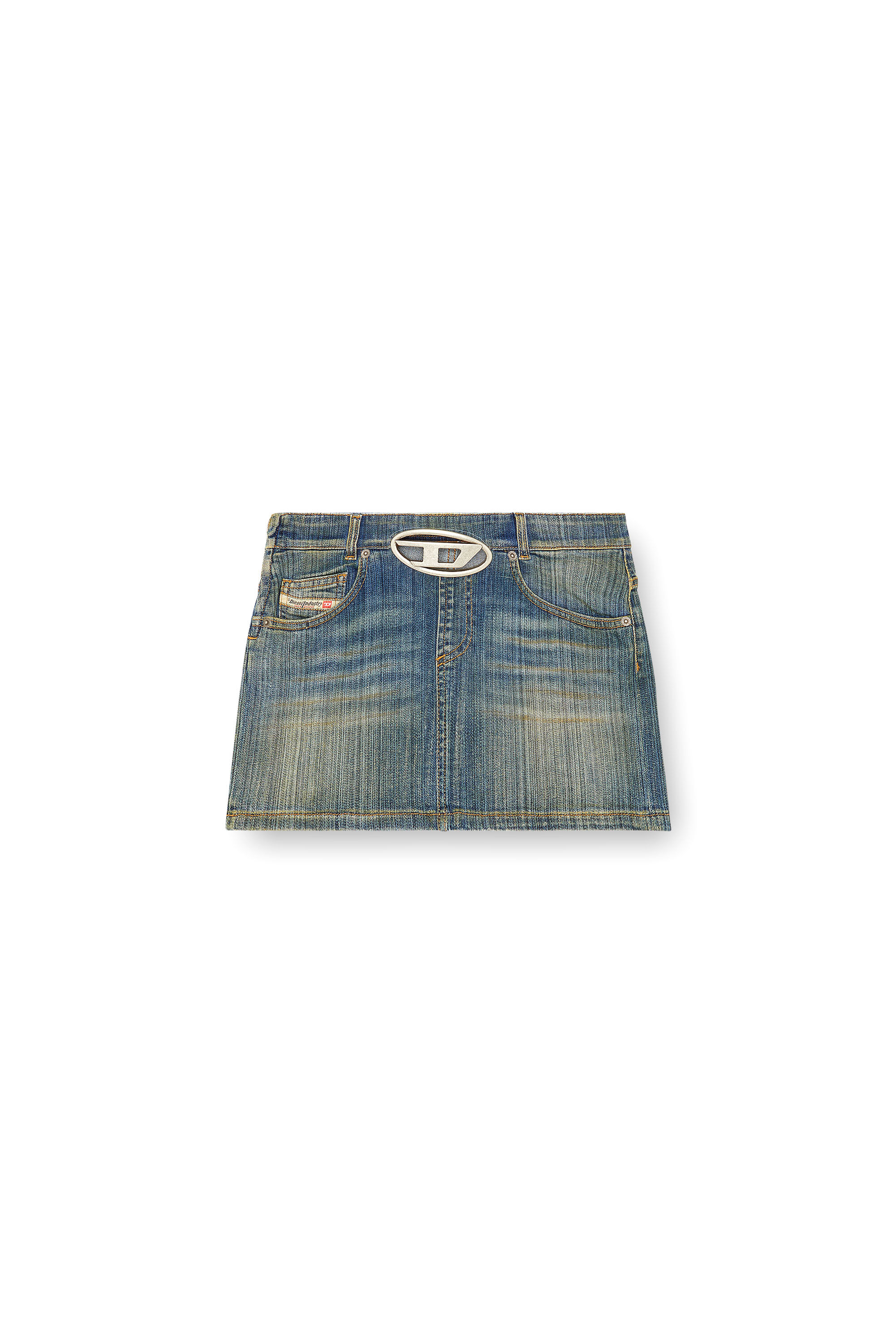 Women's Mini skirt in streaky heritage denim | Blue | Diesel