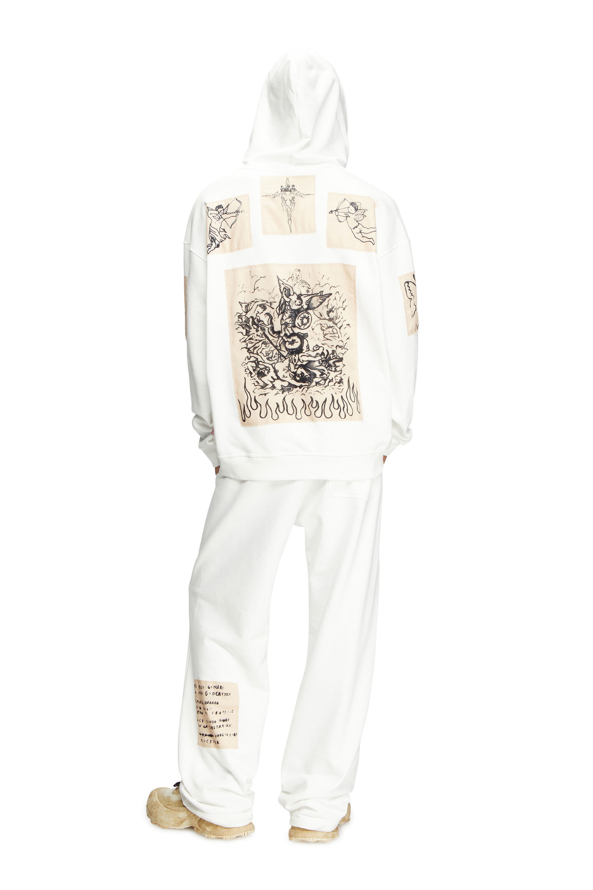 Women's Hoodie with tattoo patches | White | Diesel Women's Hoodie with tattoo patches | White | Diesel