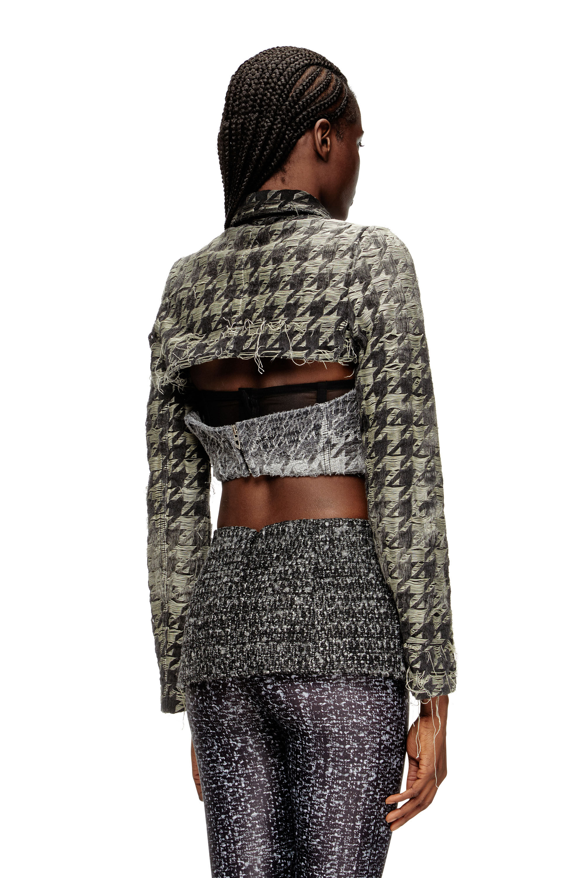 Diesel - DE-ANSIS-FSH2, Woman's Shrug in houndstooth-weave denim in Black - 5