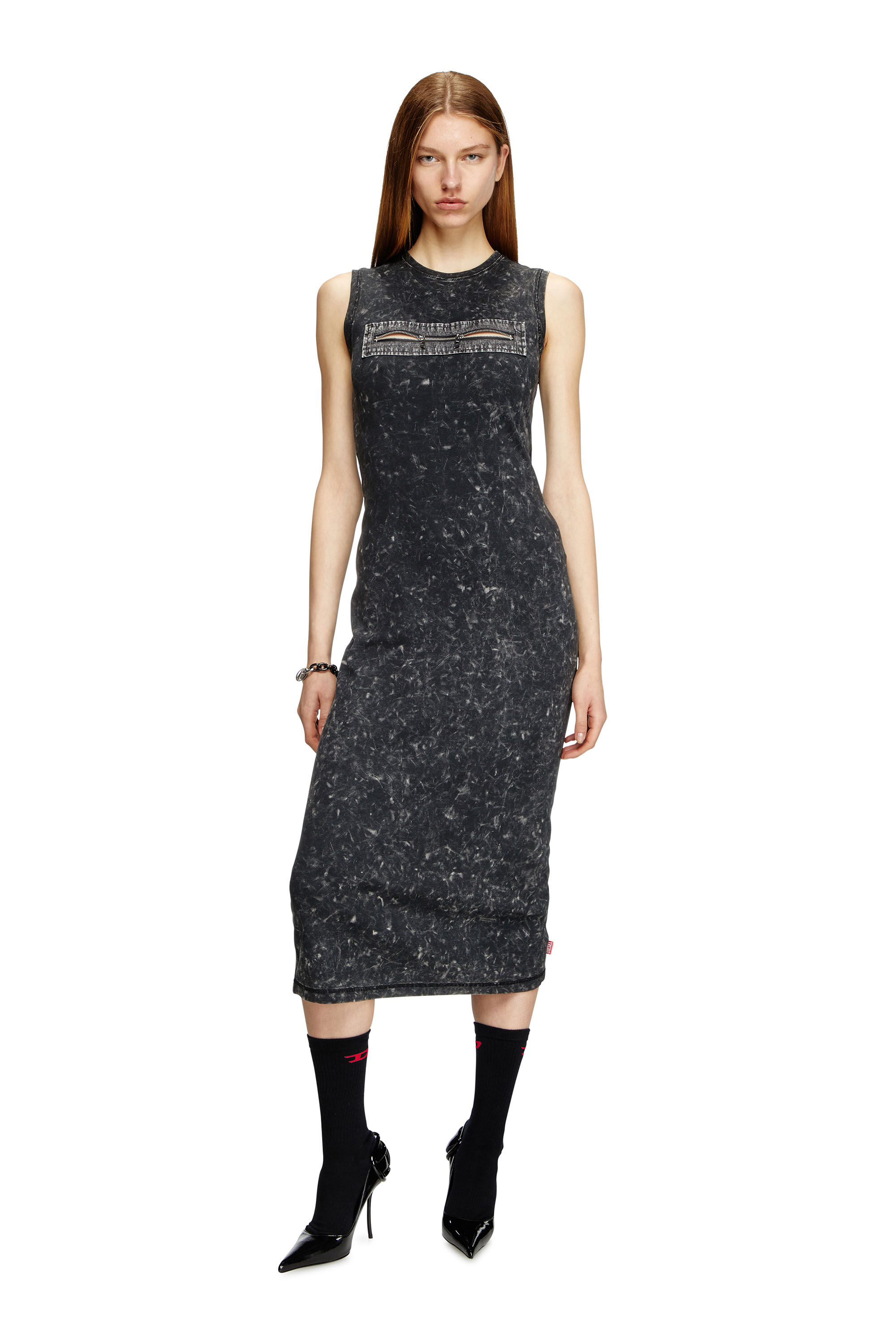 Women's Sleeveless dress with zip detail | Black | Diesel Women's Sleeveless dress with zip detail | Black | Diesel