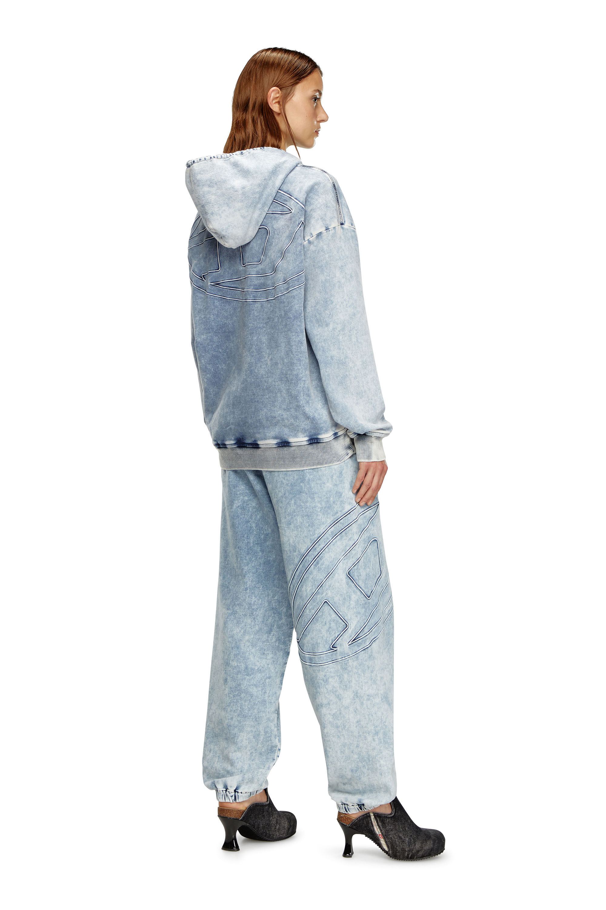 DIESEL d-um-rib-s2 track トラックデニム地 パーカー オーバルD Women's Sweatshirt in Track Denim with Oval D | Blue | Diesel