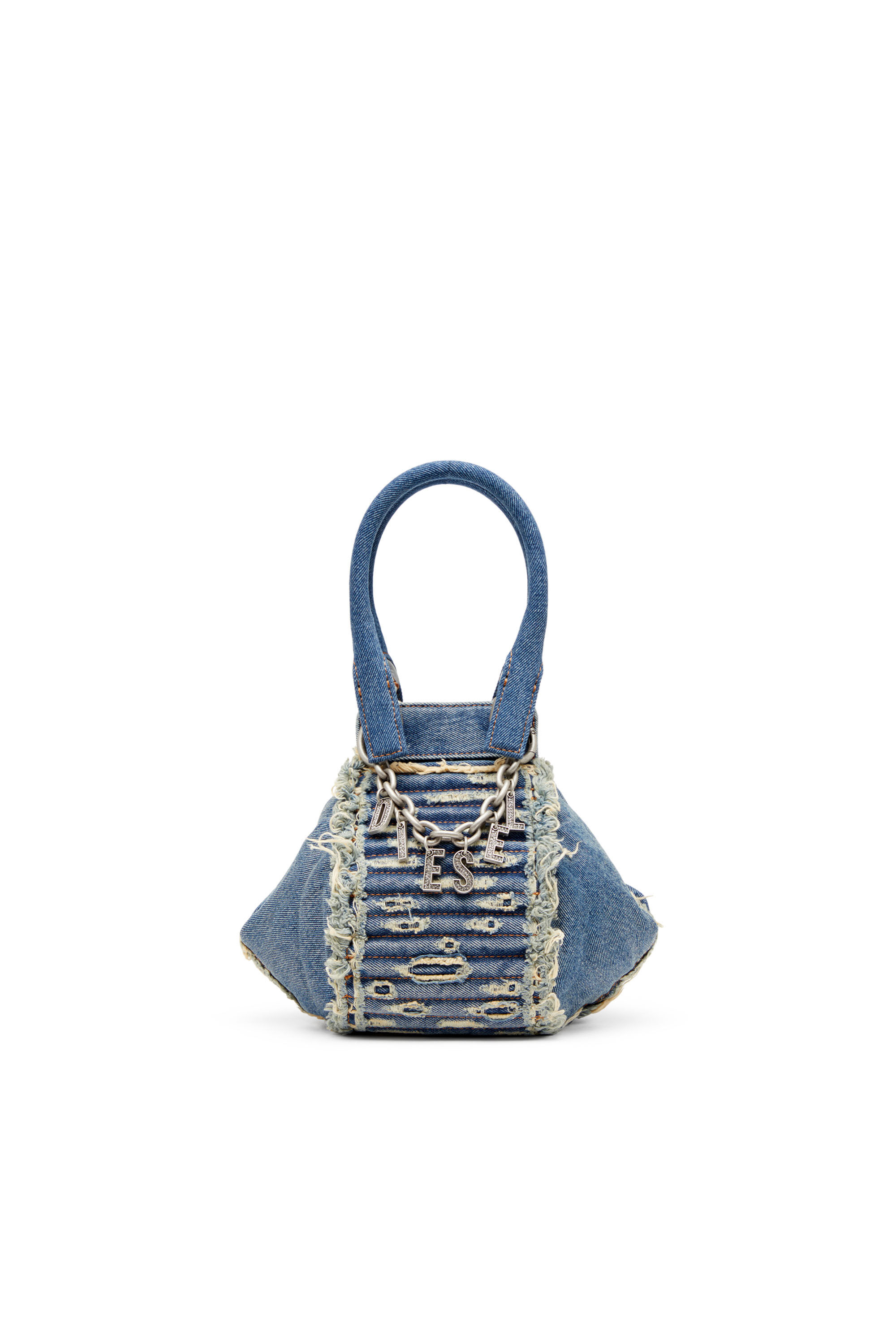 Women's D-Vina-Xs-Handbag in distressed quilted denim | Blue | Diesel