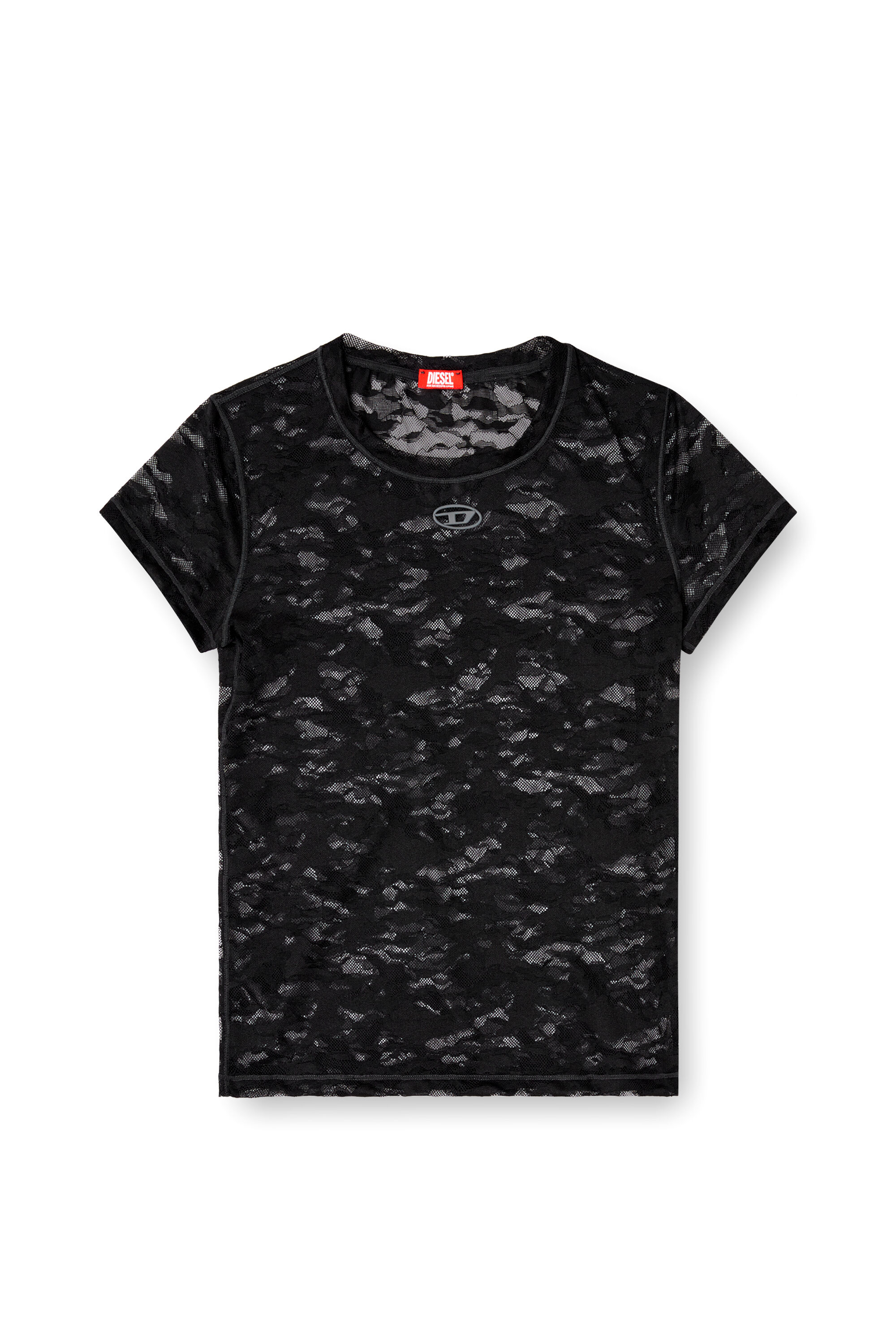Tシャツ・カットソー Diesel Kasia-Utlt Lace T-Shirt Women's Camo lace T-shirt | Black | Diesel