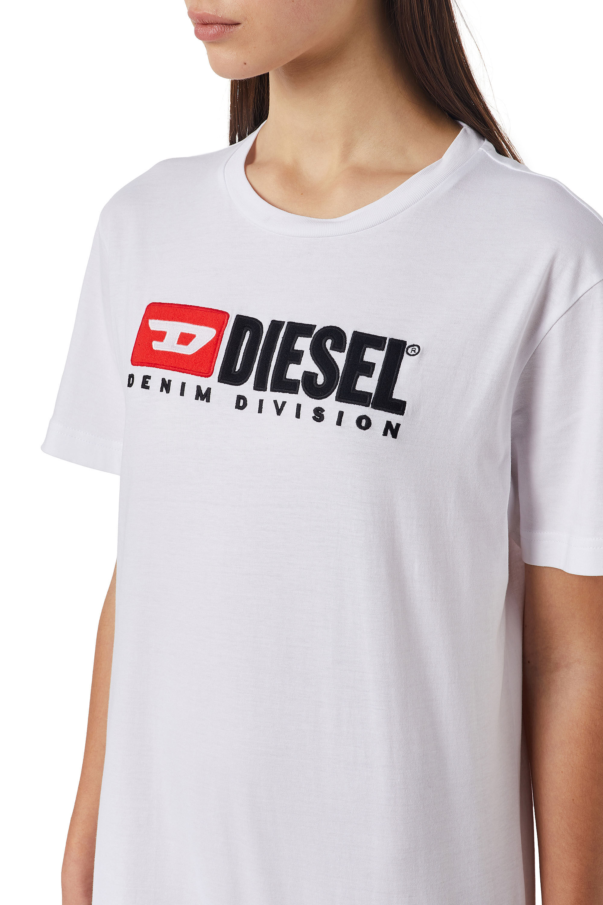 Diesel - D-EGOR-DIV, Woman's T-shirt dress with logo in White - 5