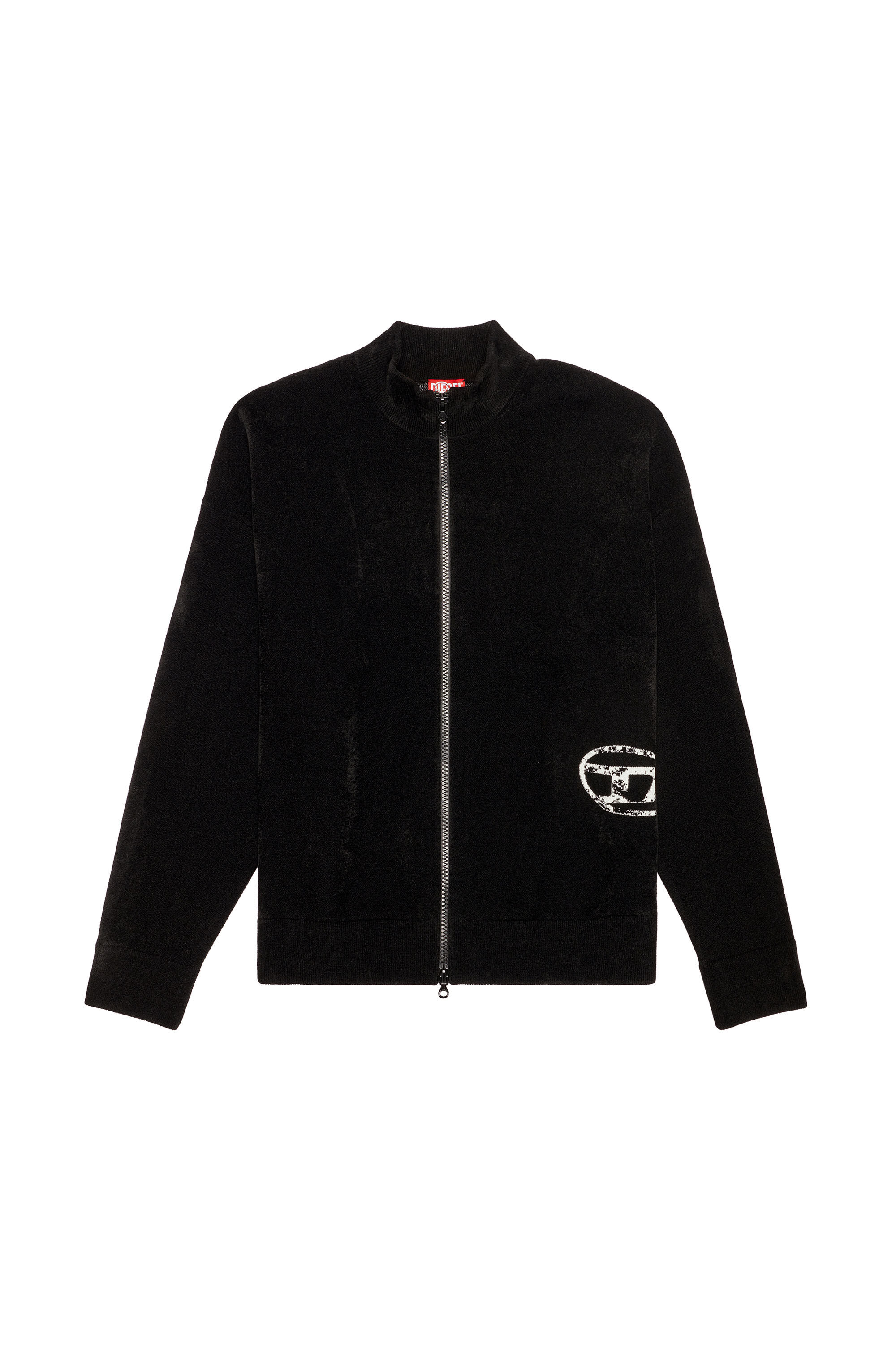 Men's Track jacket with distressed oval D | Black | Diesel
