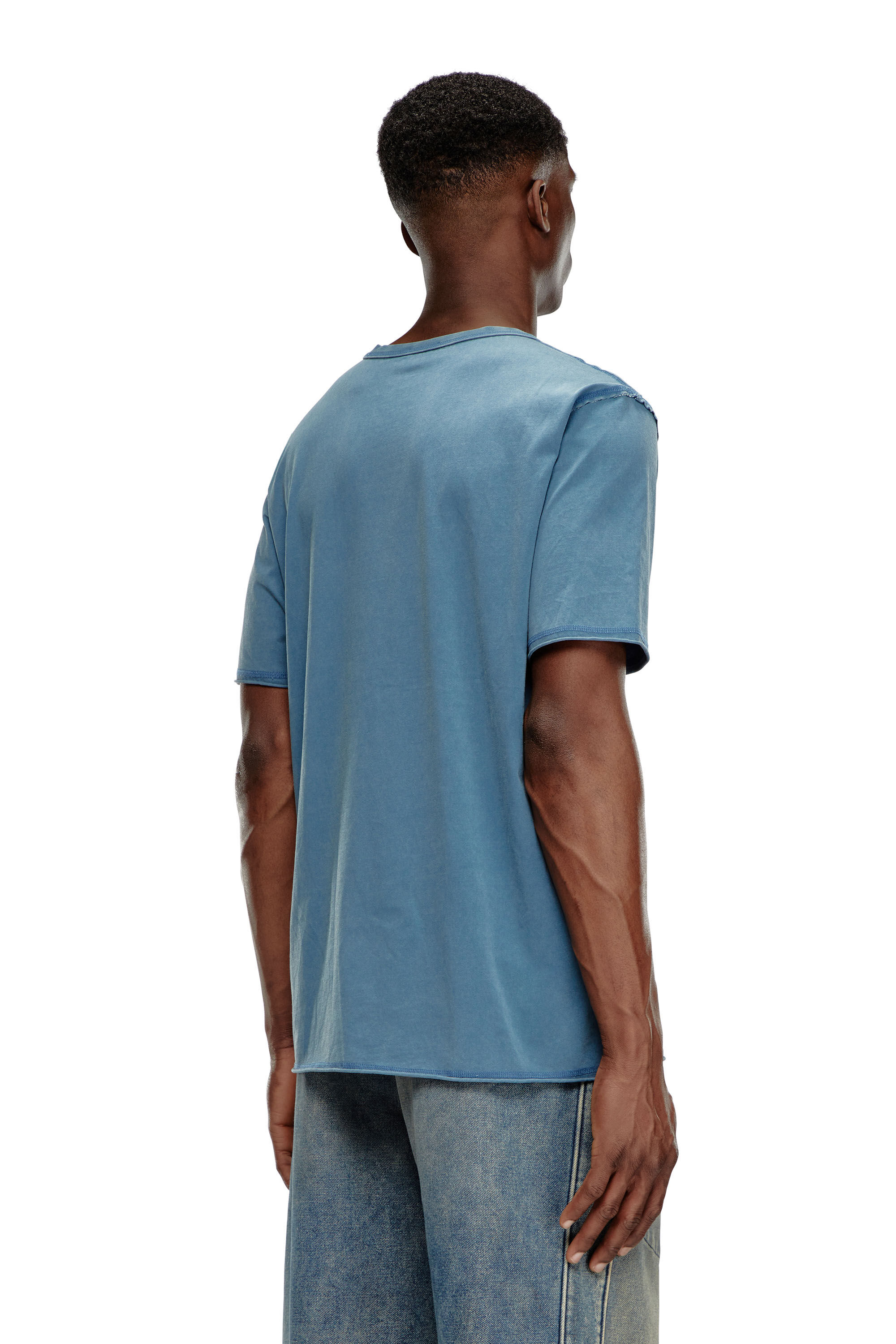 Diesel - T-RAWJUST, Camiseta desteñida con bordado a tono Hombre in Azul marino - 4