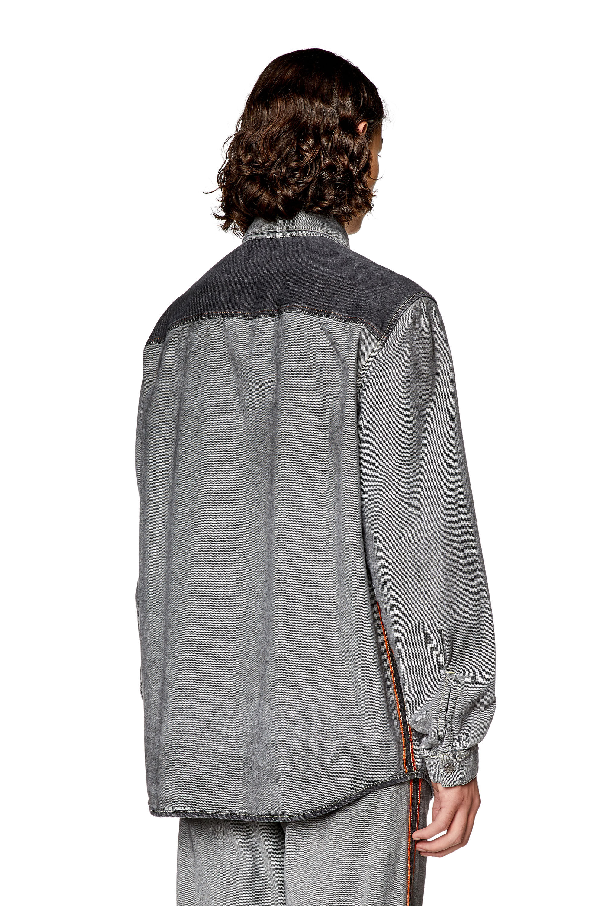 Diesel - D-SIMPLY-SP1-S, Man's Shirt in two-tone denim in Grey - 4