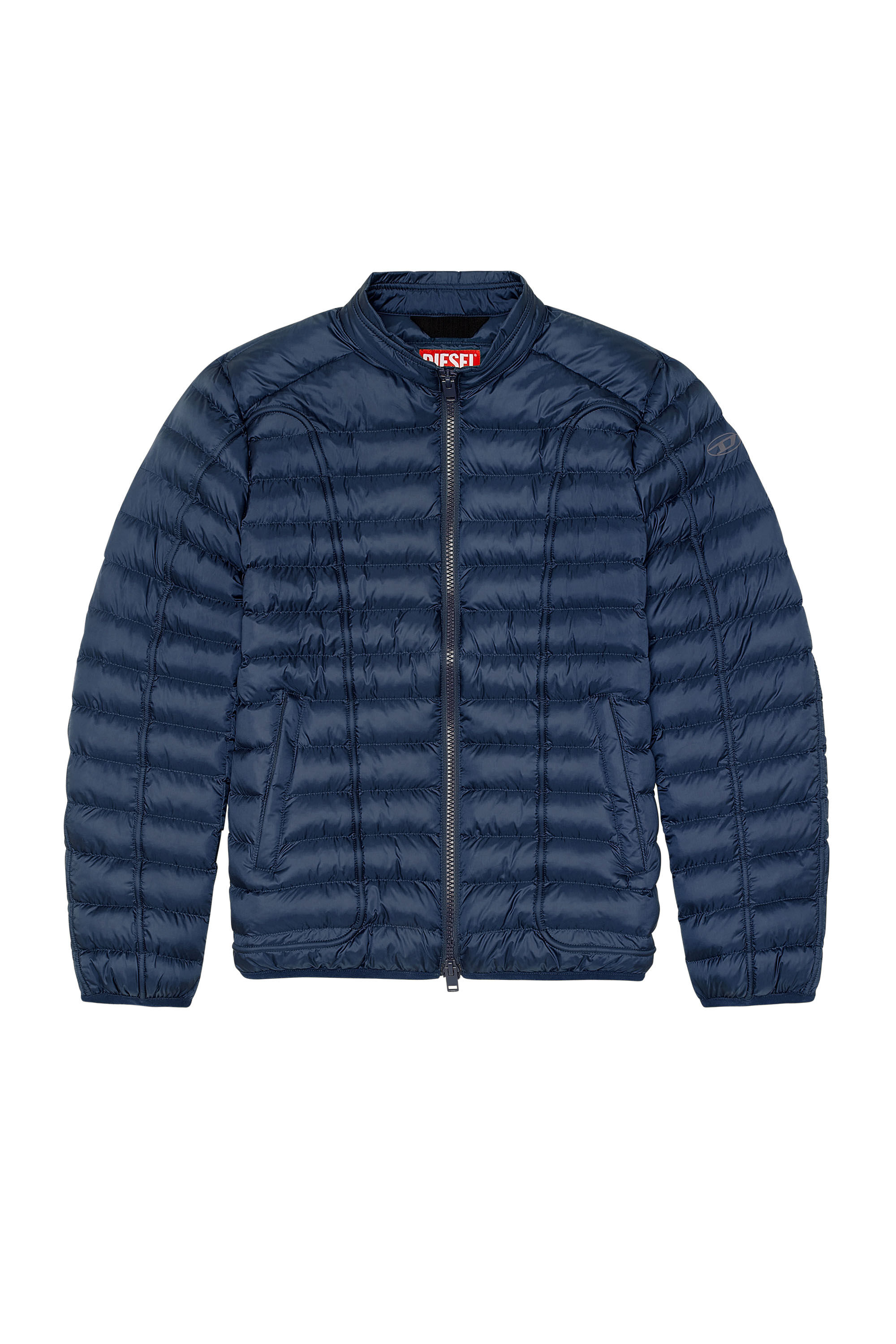 Diesel - W-HAWKYL, Man's Nylon puffer jacket with piping in Blue - 2