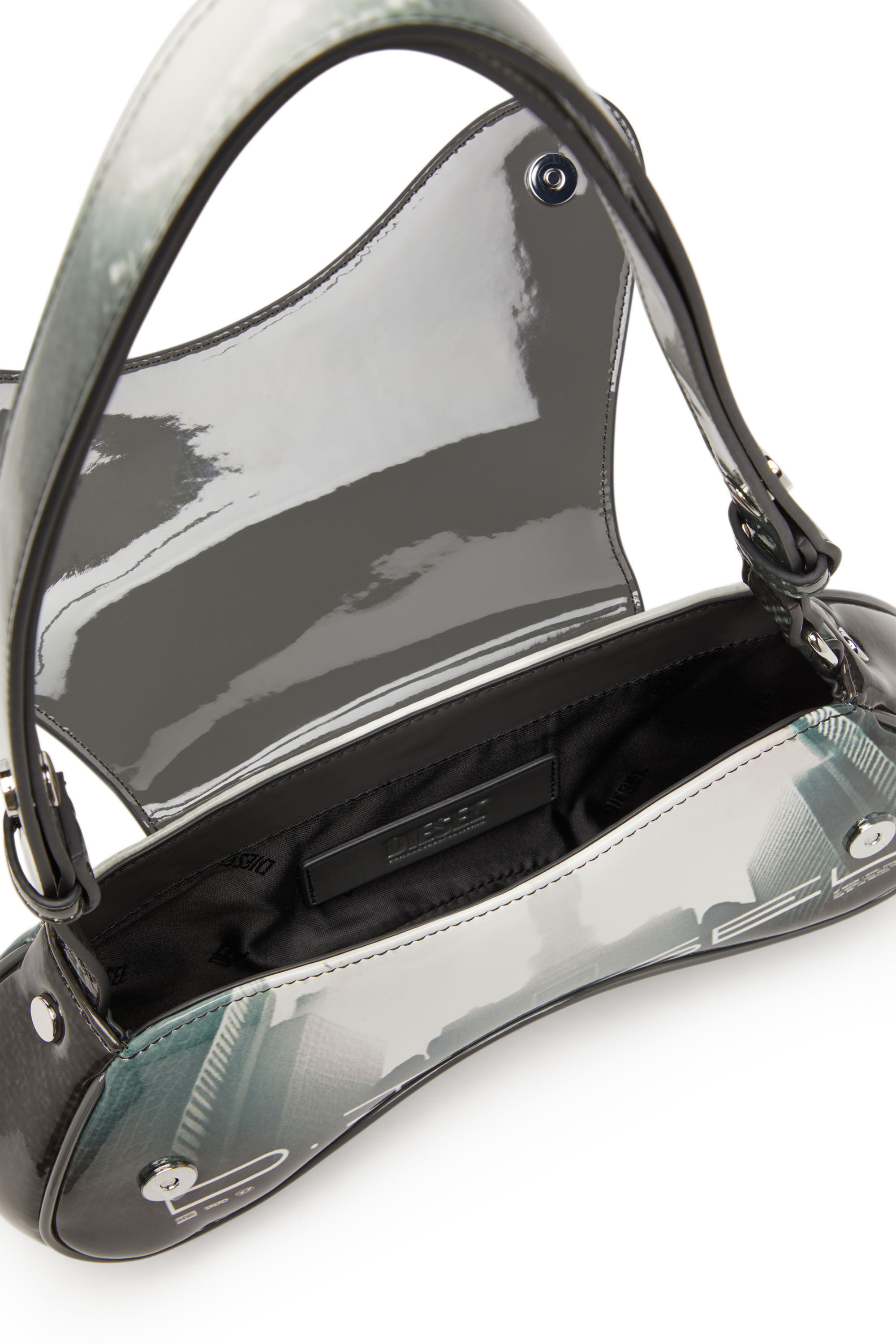Women's Play-Shoulder bag in printed glossy PU | Grey | Diesel