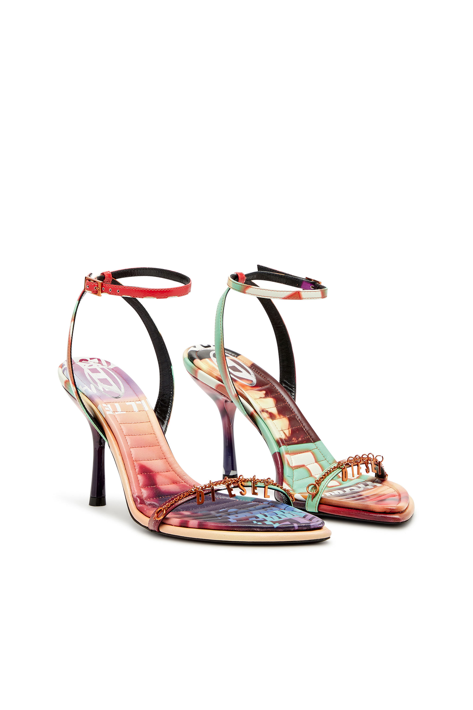 Multicolor strappy heels best sale