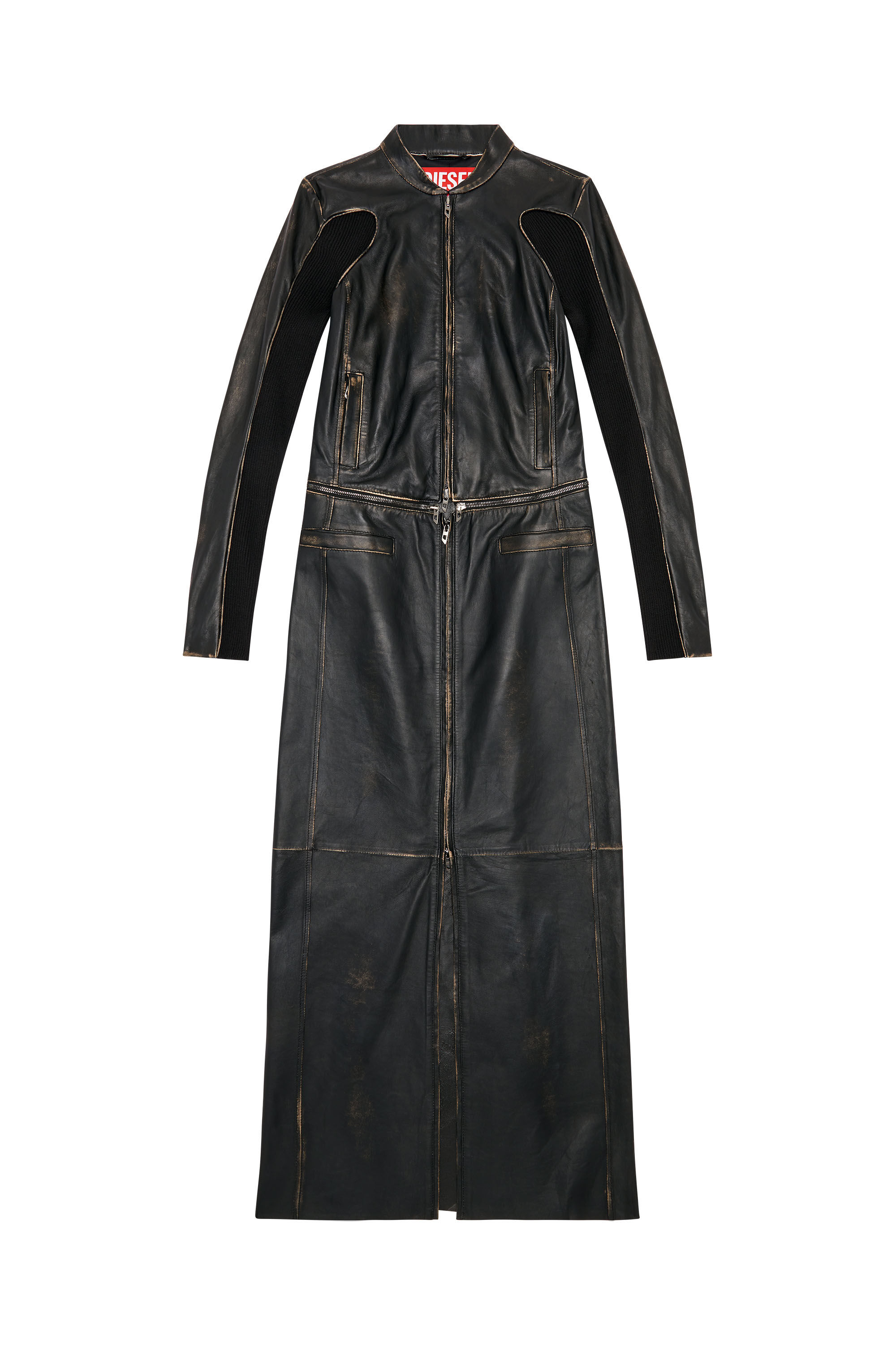 Women s 2 in 1 convertible leather dress Black Diesel