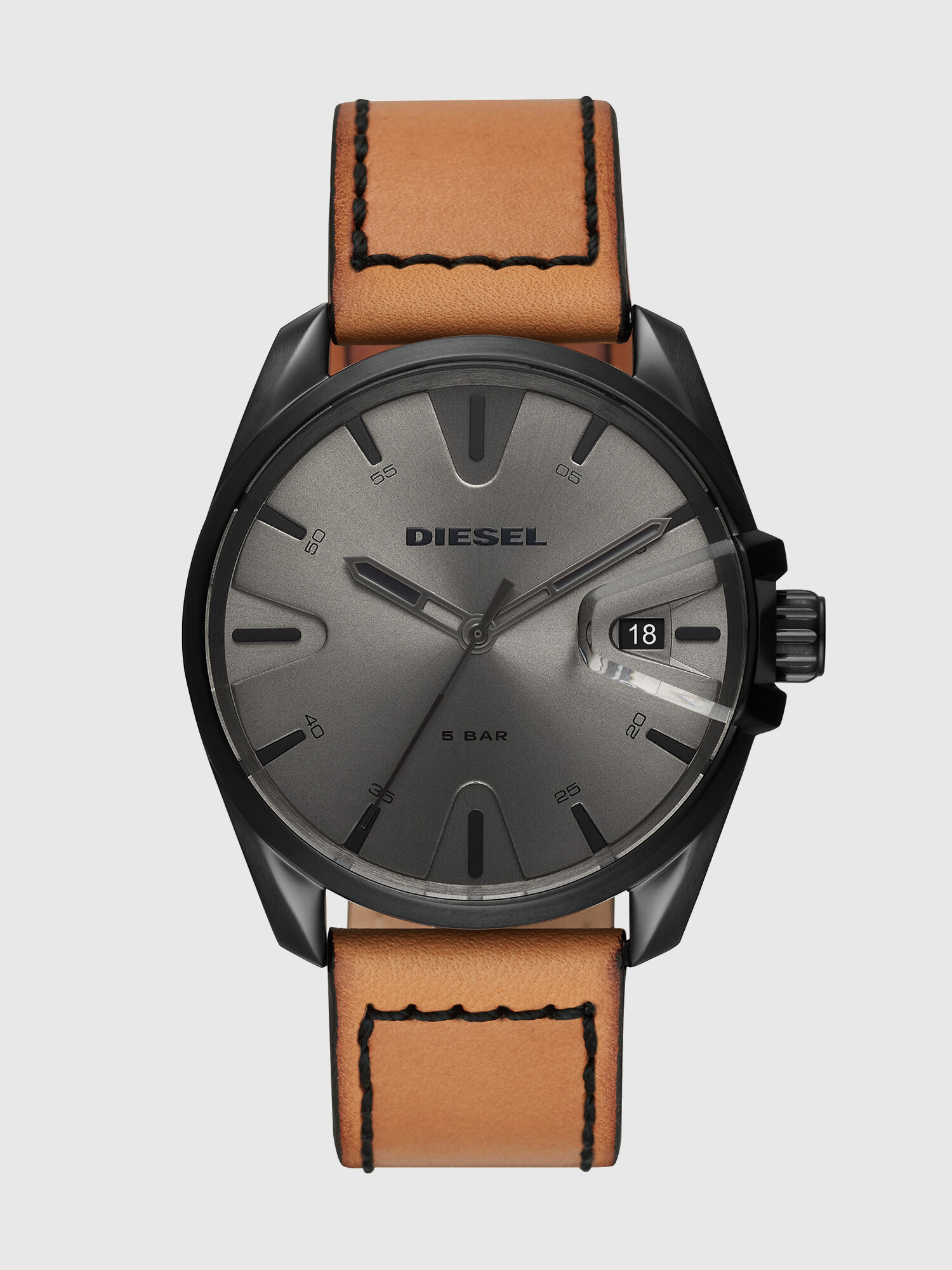 DZ1863 Man Brown leather watch with gray dial 44 mm Diesel