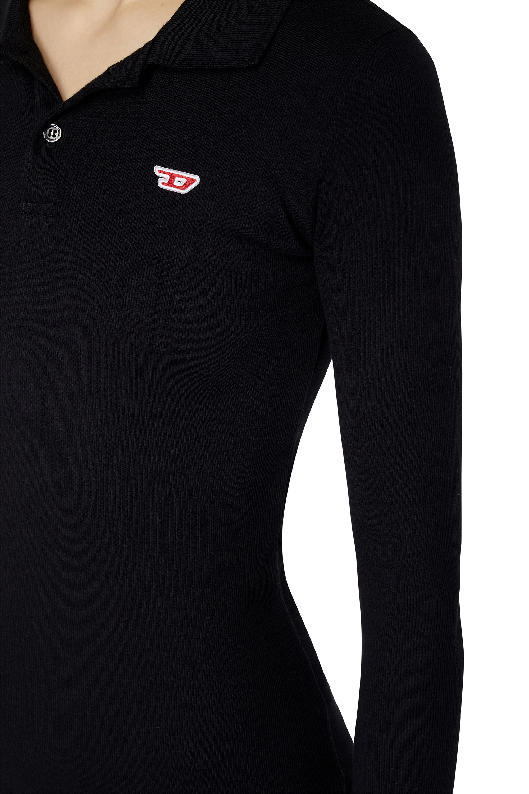 Diesel - D-RIBENNY-LS-D, Woman's Bodycon polo dress in Black - 5
