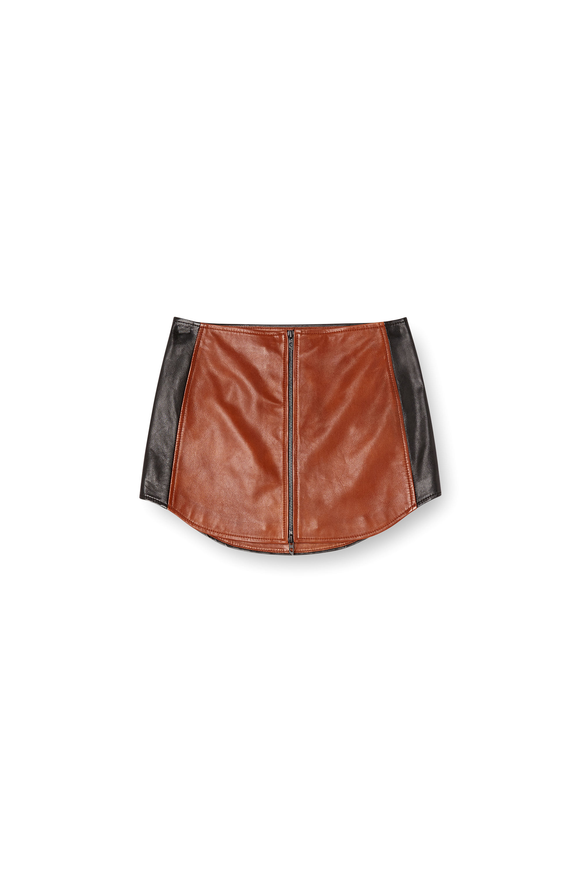 Diesel - L-OLLIPOP, Minifalda de cuero con bloques de color Mujer in Marrón - 2