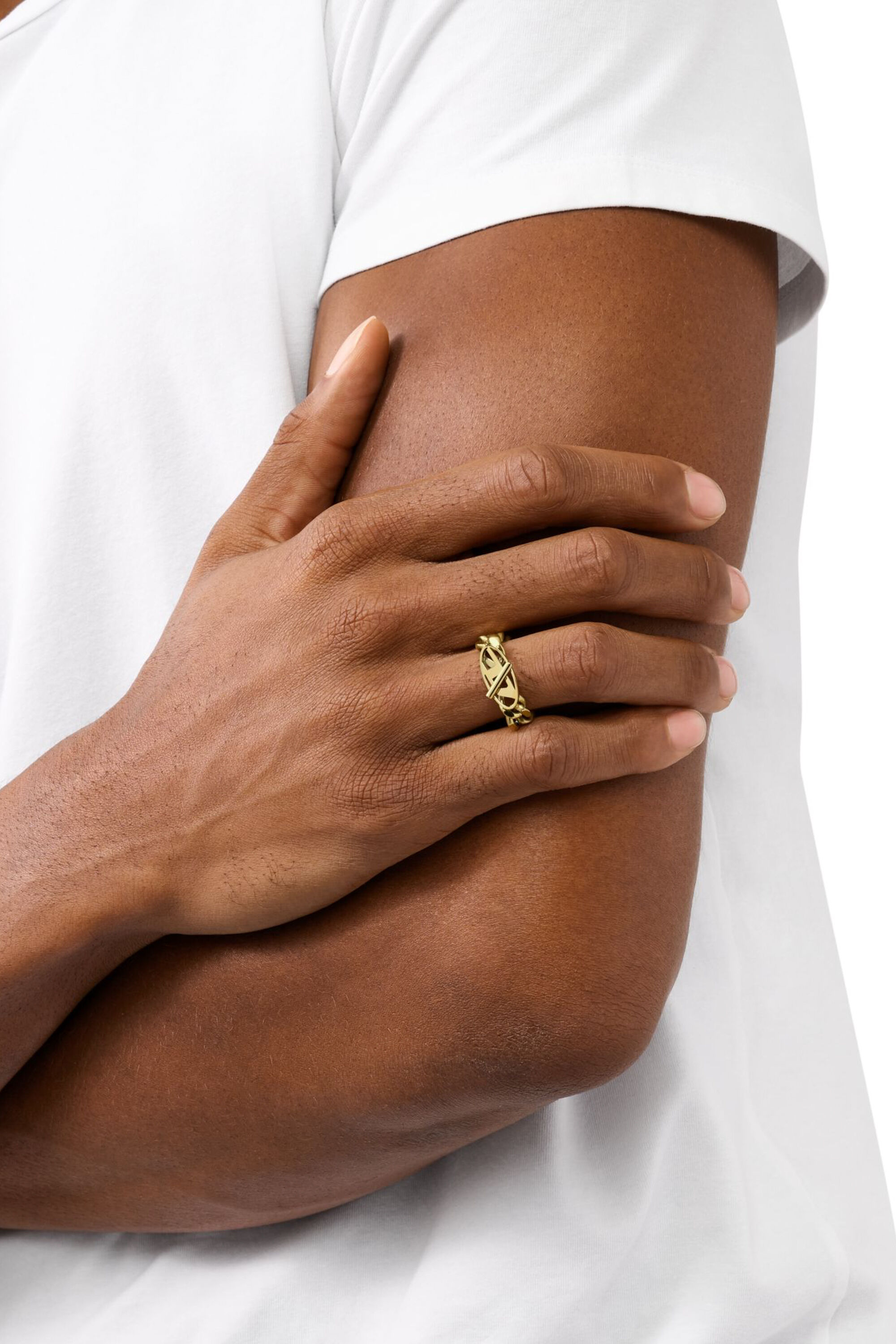 新発売 Chain Soft Steel Stainless Gold-Tone Women's Ring Gold | アクセサリー