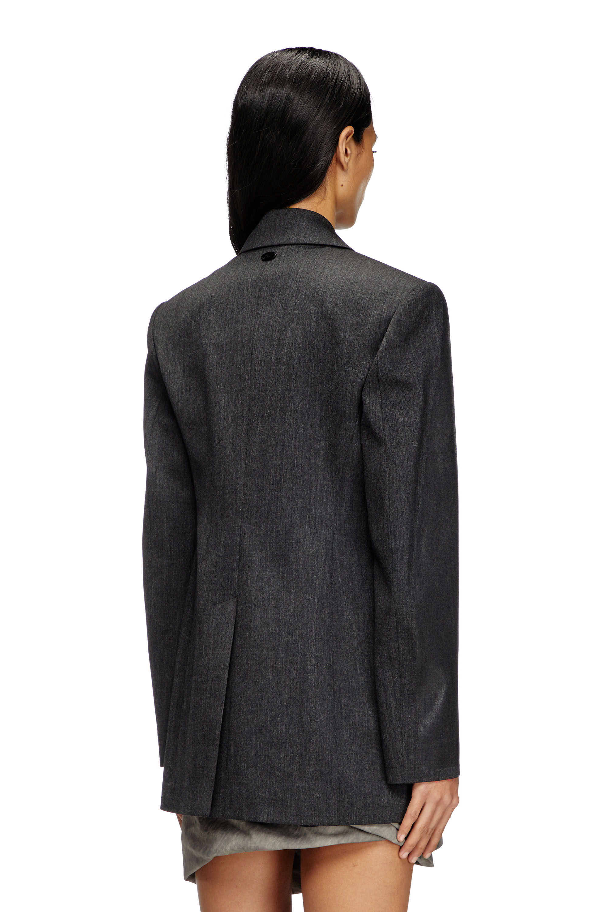 Diesel - G-ALLANT, Woman's Double-breasted blazer with coated front in Black - 5