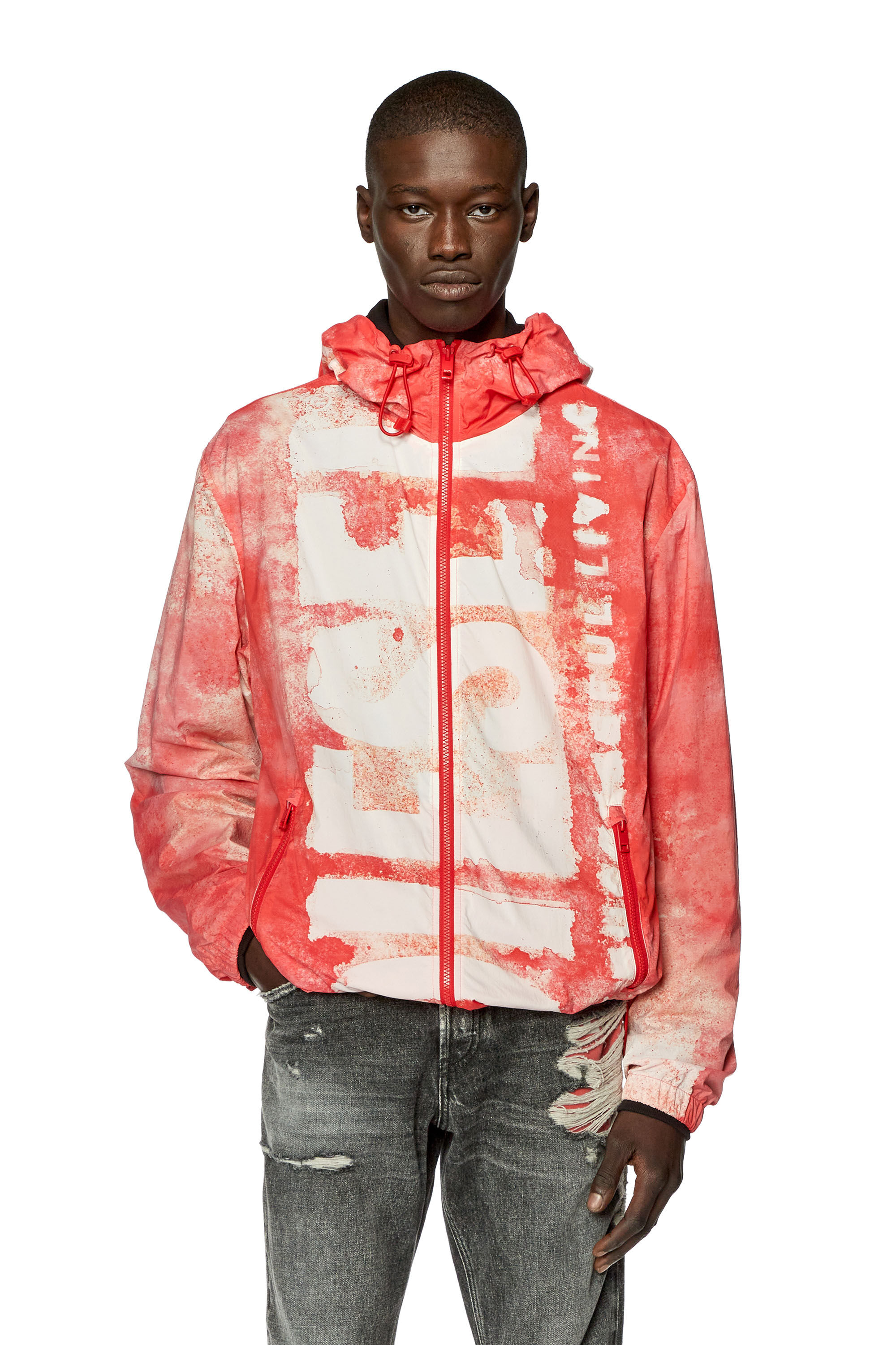Men's Watercolour-effect windbreaker with logo | Multicolor