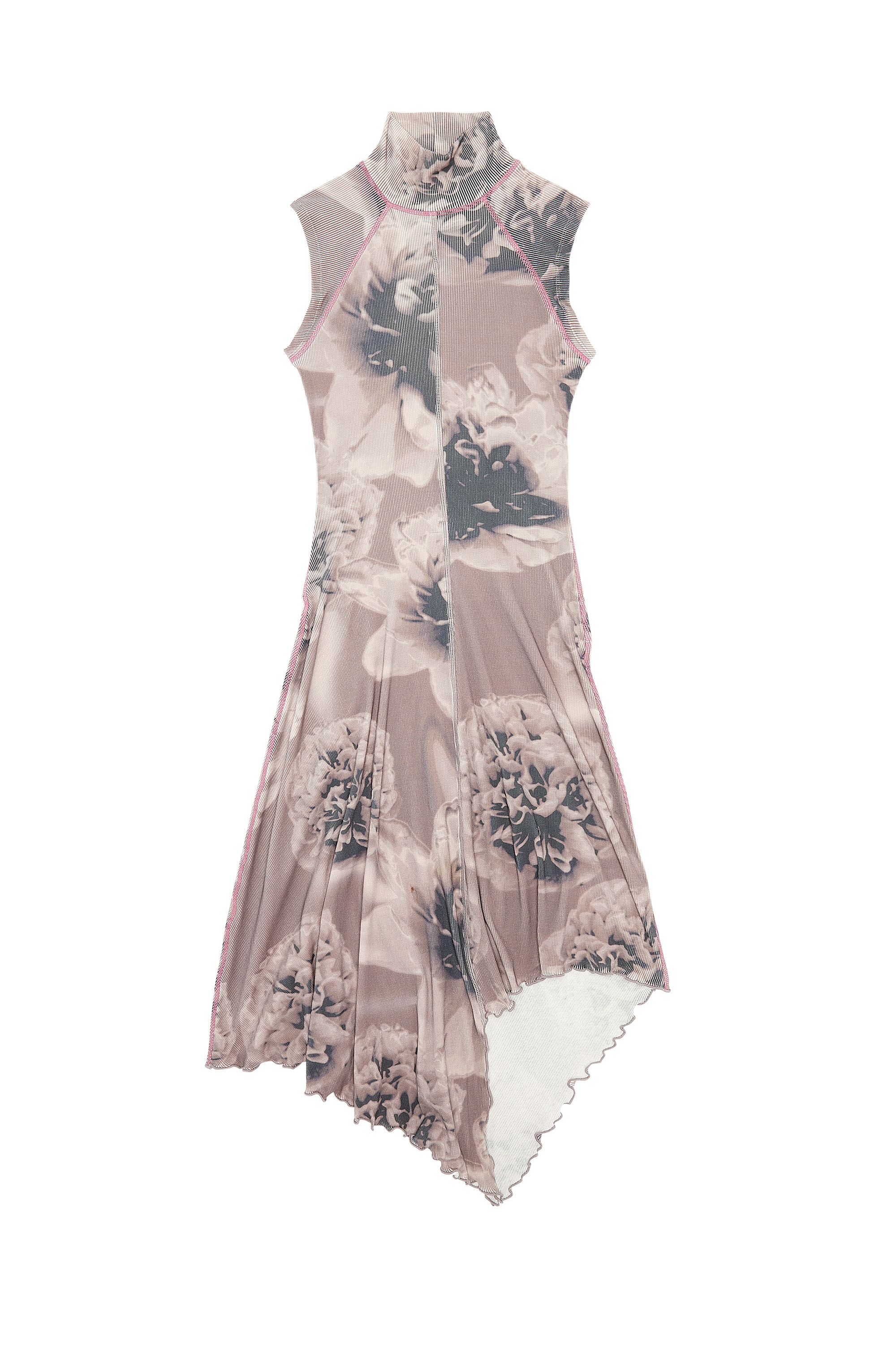 Diesel - D-RIBEL-L1, Vestido midi asimétrico con estampado floral Mujer in Multicolor - 2
