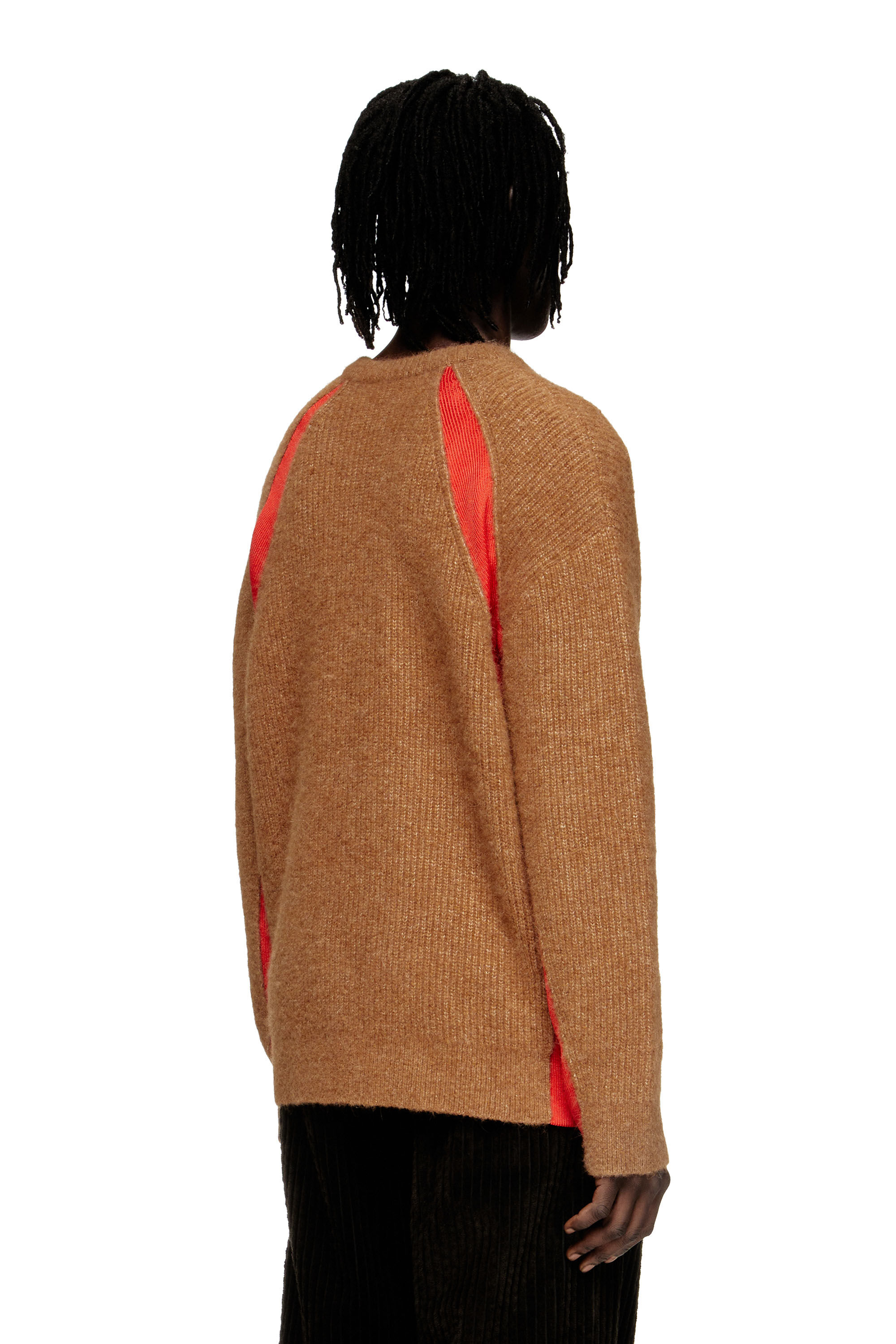 Diesel - K-LOLLO, Man's Alpaca-blend jumper with contrast inserts in Brown - 4