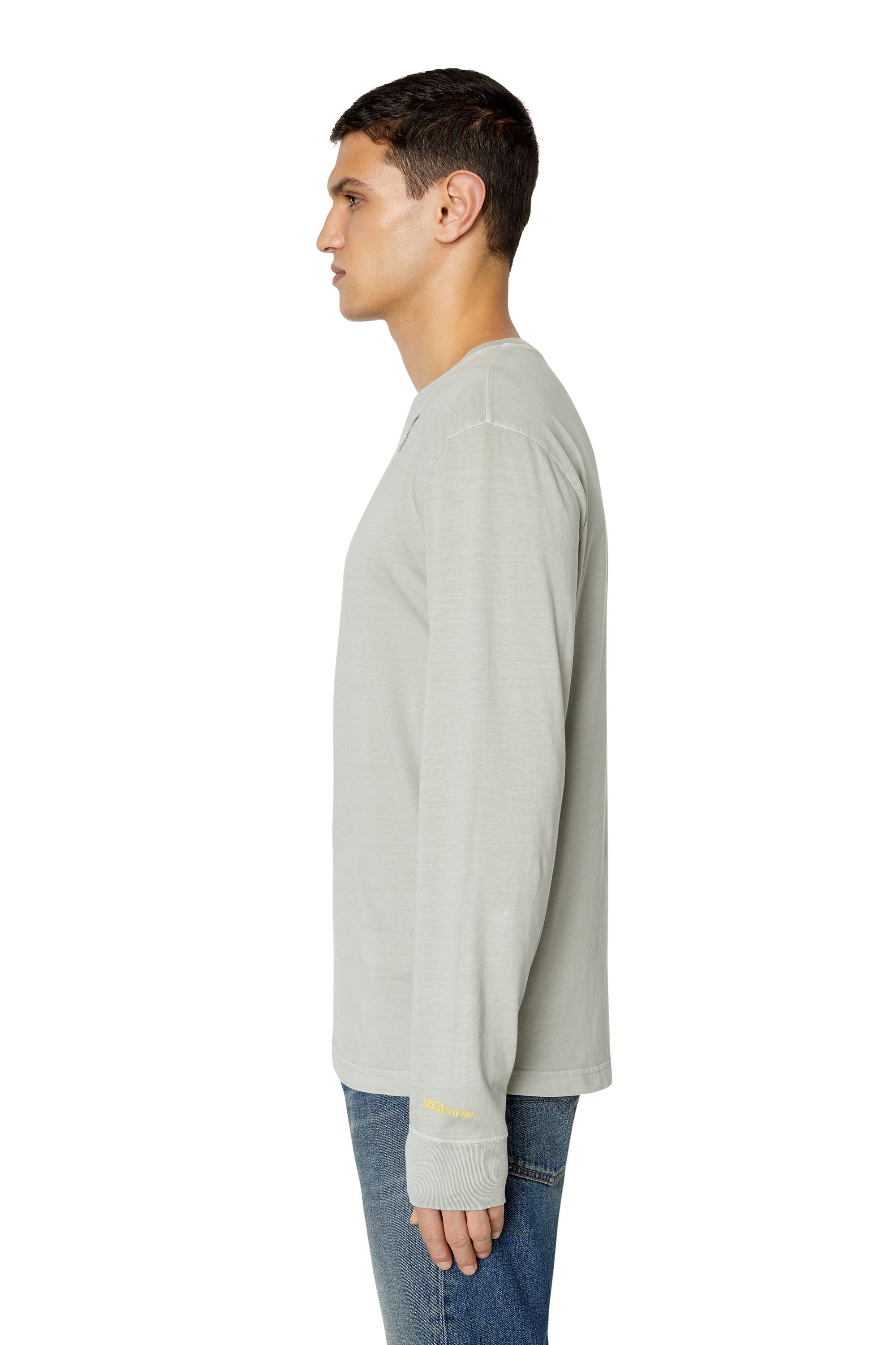 Diesel - T-JUST-LS-E10, Man's Long-sleeve T-shirt with fly embroidery in Grey - 6