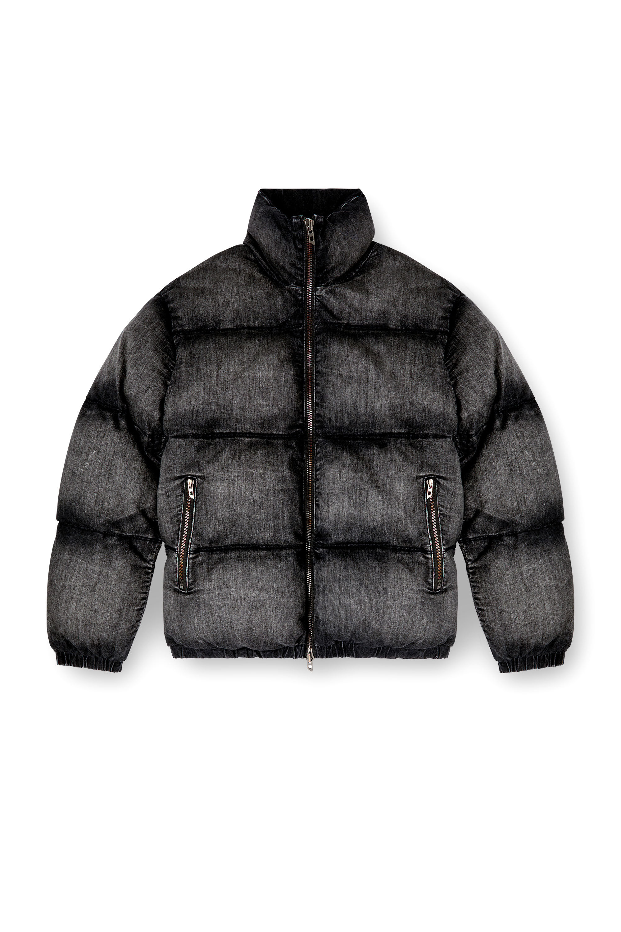 Diesel - W-MONS-A, Chaqueta puffer en denim desteñido Unisex in Negro - 2