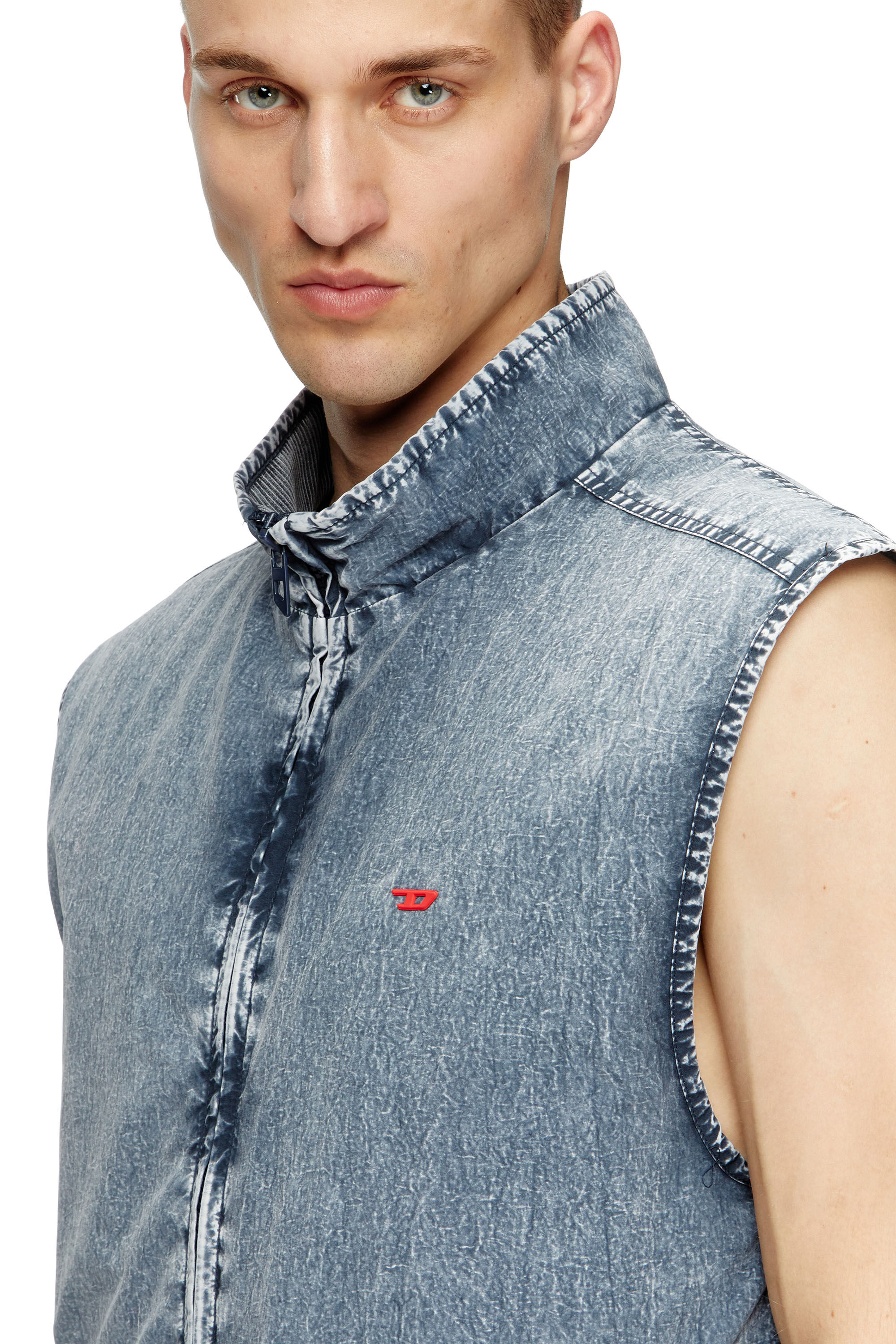 Diesel - J-ERB, Man's Vest in recycled nylon taslan in Medium blue - 4