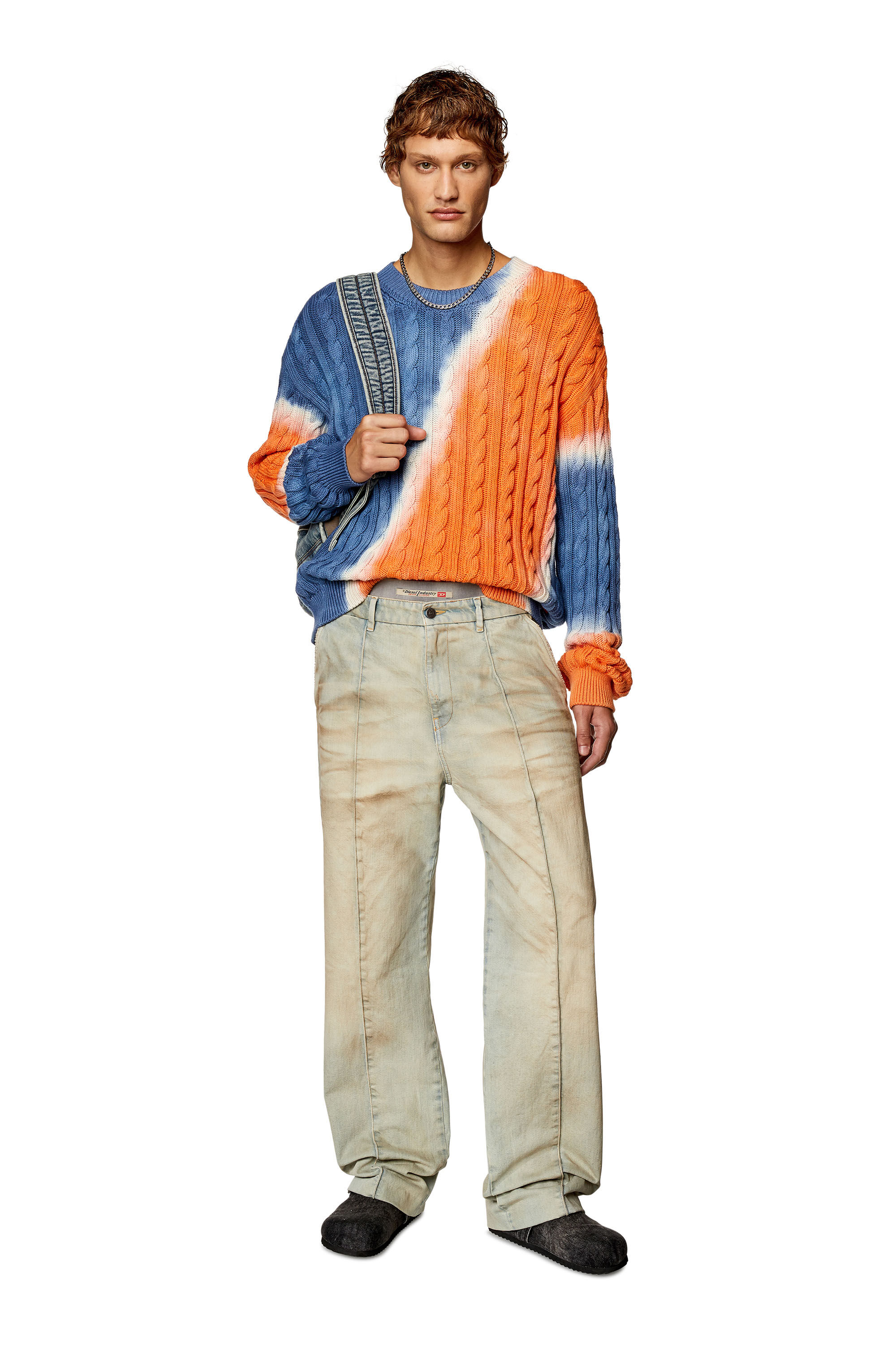 Men's Tie-dye jumper in cable-knit cotton | Multicolor | Diesel