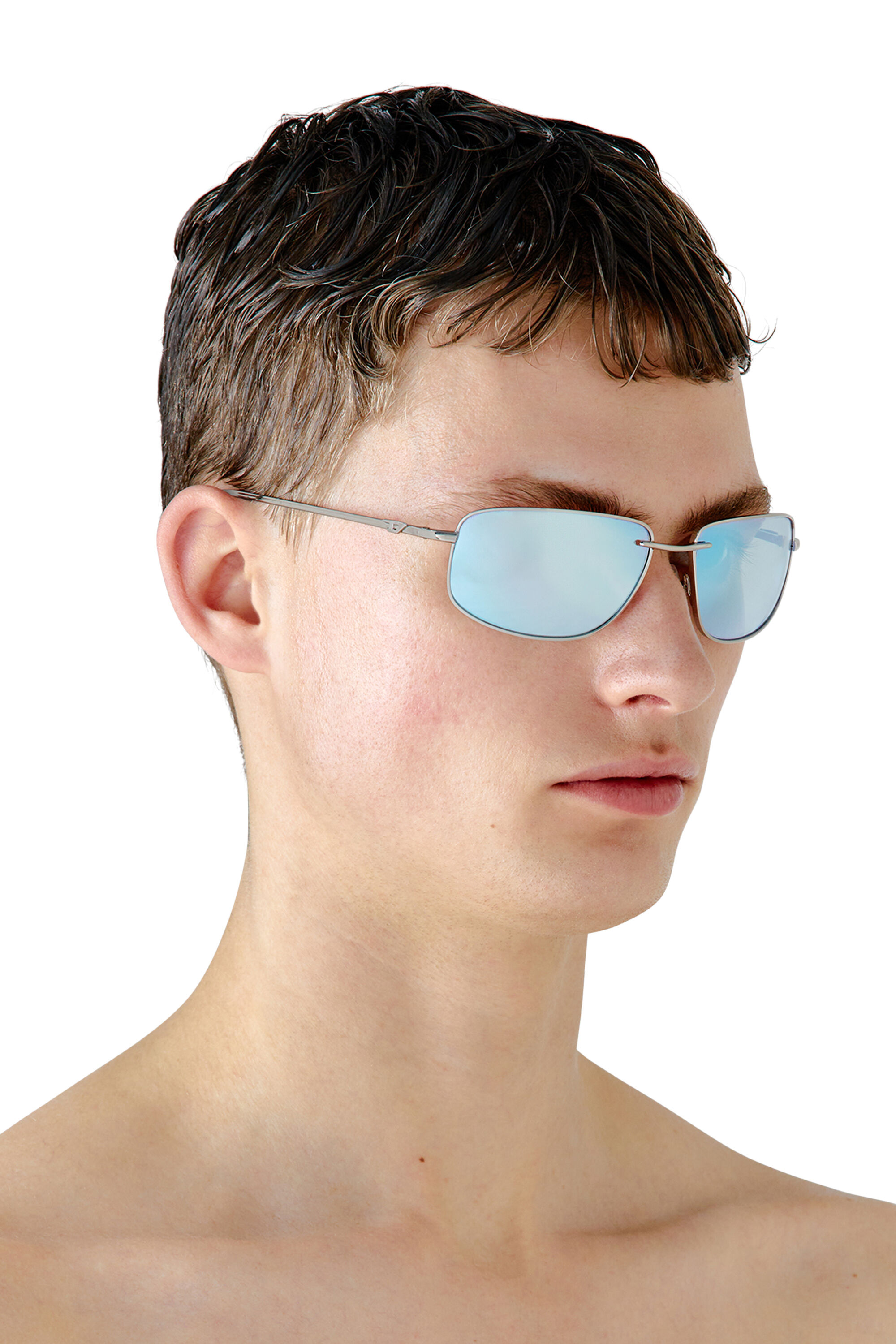 Women's Racer shape sunglasses in metal | Silver | Diesel