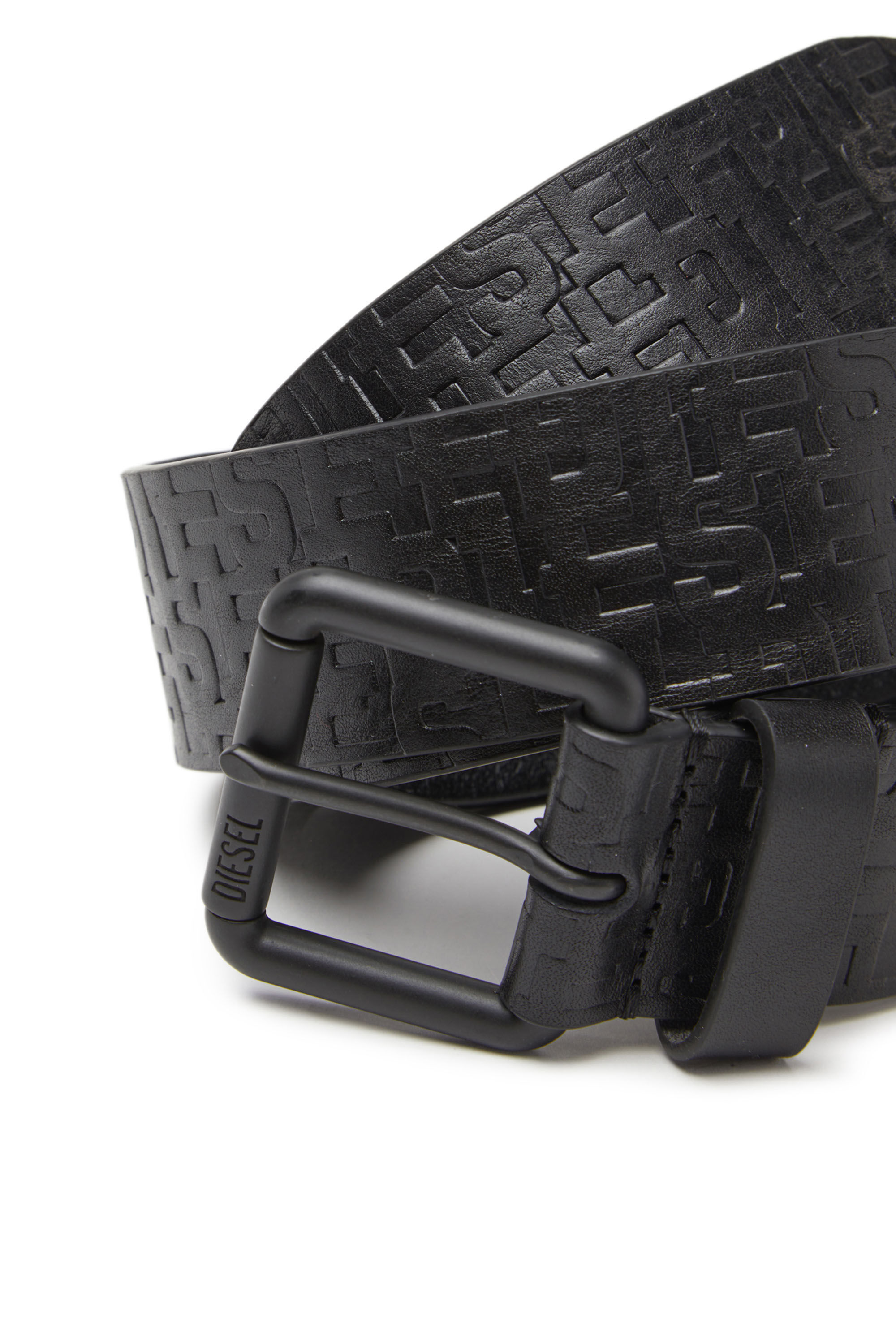 Diesel - B-MONOGRAM LE, Man's Leather belt with monogram embossing in Black - 3