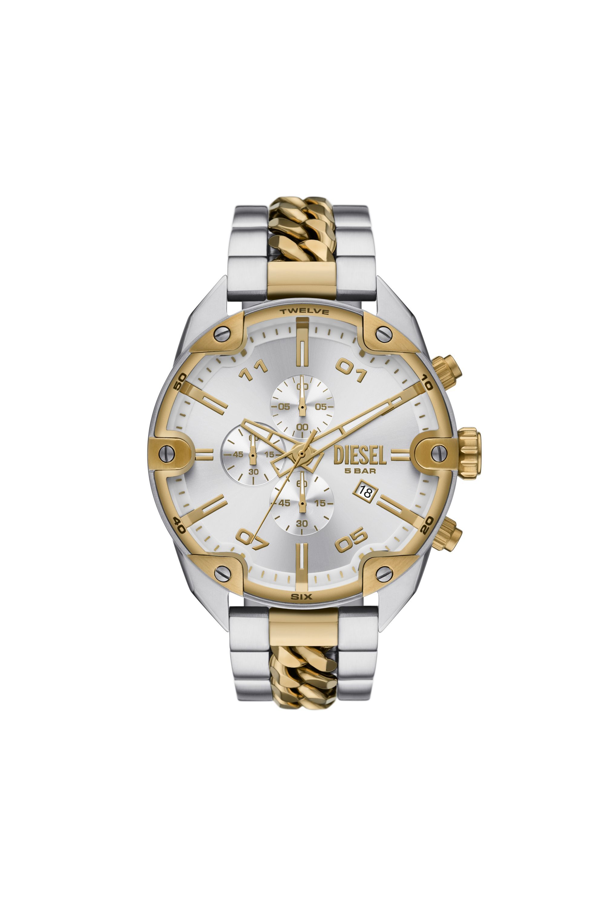 Reloj Spiked de acero inoxidable Hombre Plateado Diesel