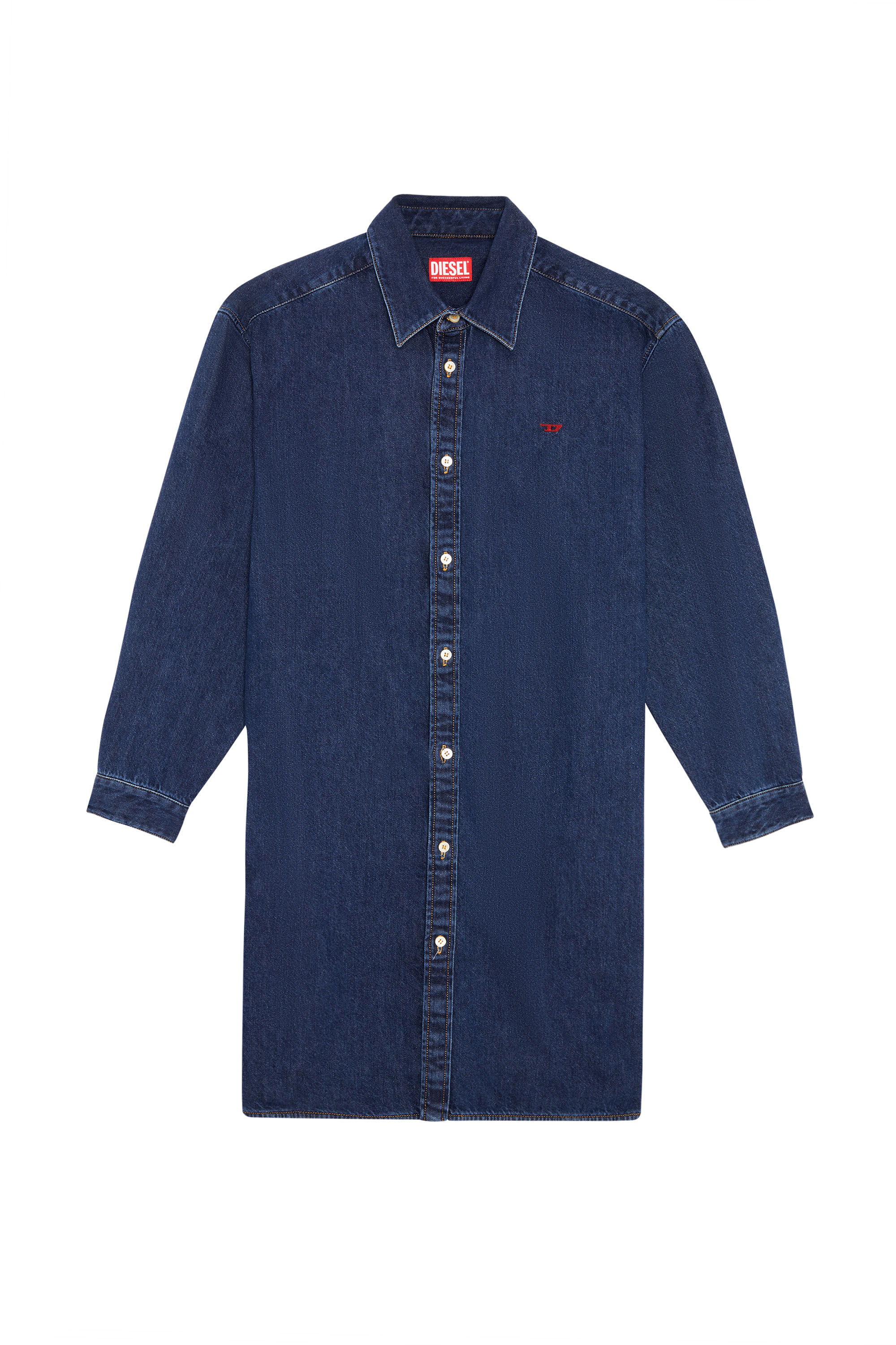Diesel - DE-BLEX SHIRT DRESS, Woman's Shirt dress in denim in Dark Blue - 2